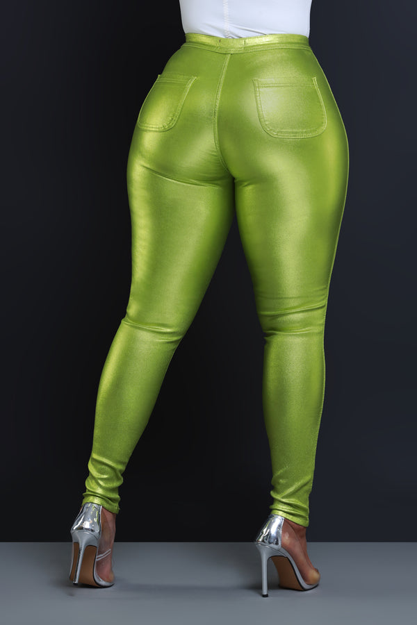 Lime green hot sale latex pants