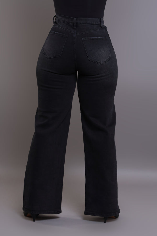 Let's Meet High Rise Wide Flare Jeans - Dark Wash