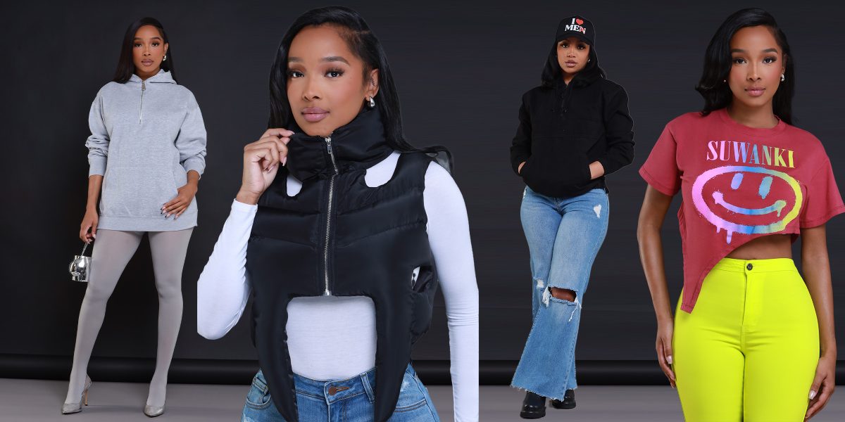 4 Swank girls wearing different sets of comfortable outfits
