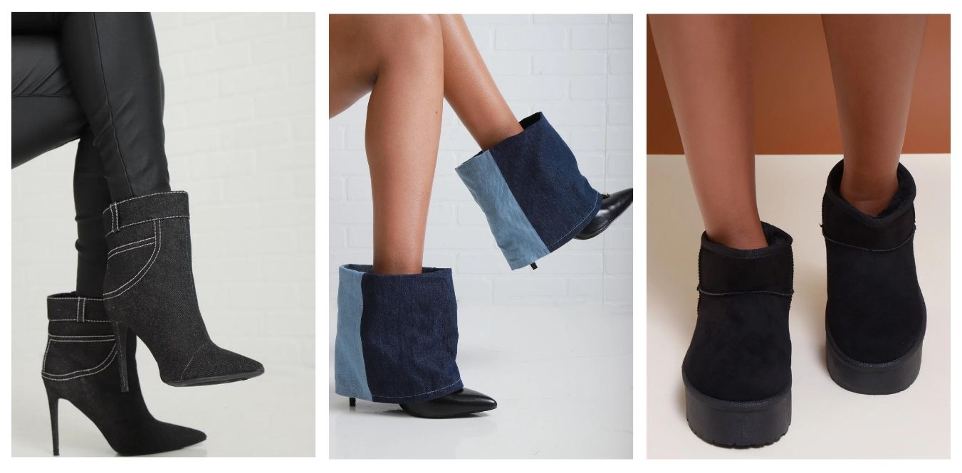 Close up on black ankle boots