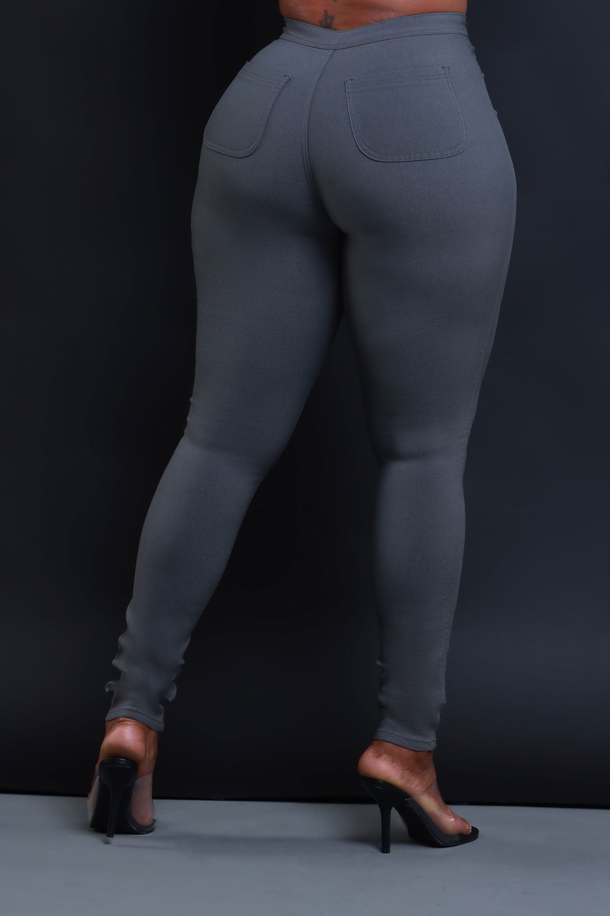 Super Swank High Waist Stretchy Jeans - Charcoal - Swank A Posh