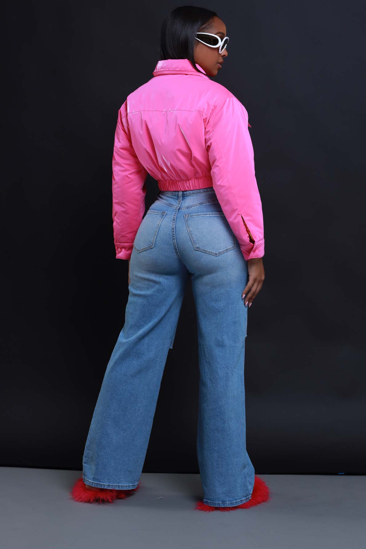 
              True Colors Cropped Bomber Jacket - Hot Pink - Swank A Posh
            