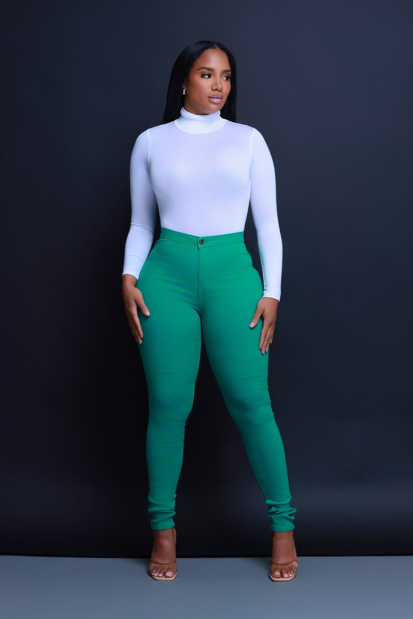Super Swank High Waist Stretchy Jeans - Jade - Swank A Posh