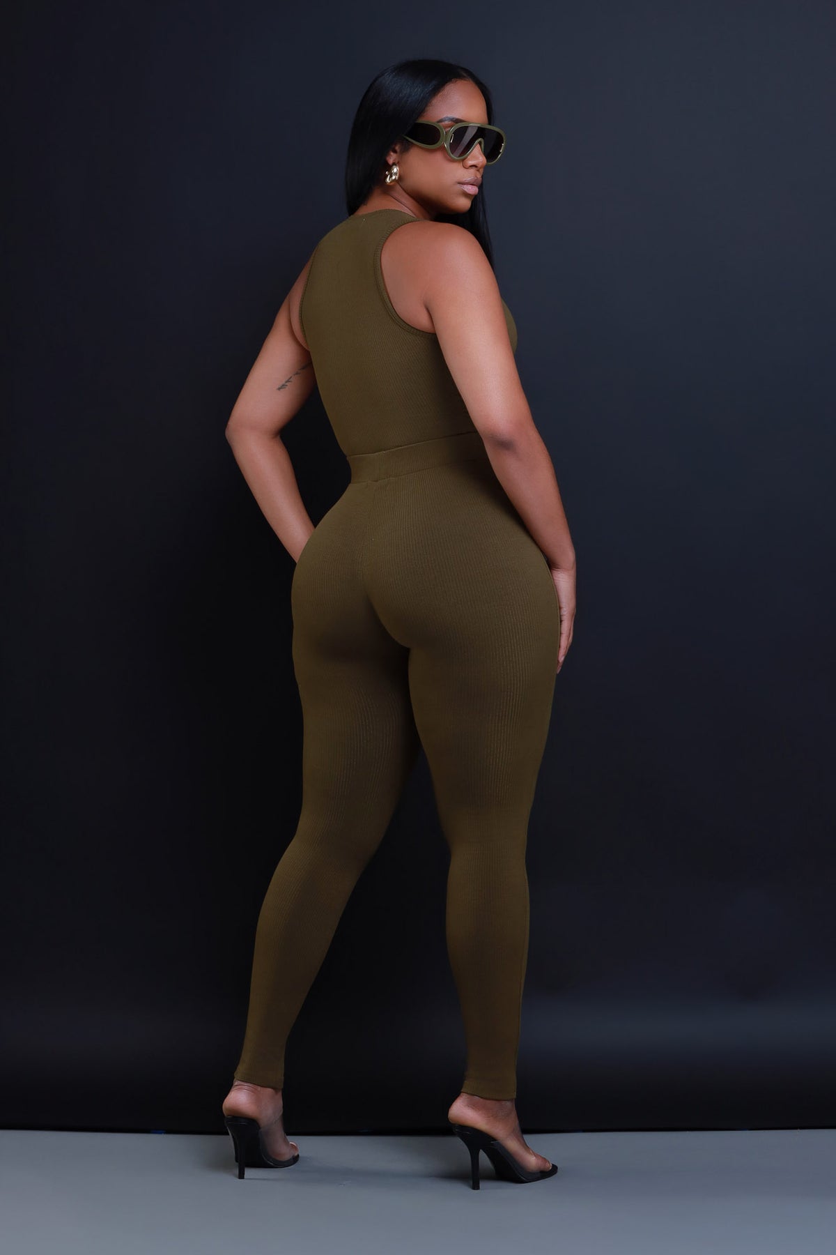 
              Top Of The Line Cellulite Deleter Sleeveless Ribbed Top - Olive - Swank A Posh
            