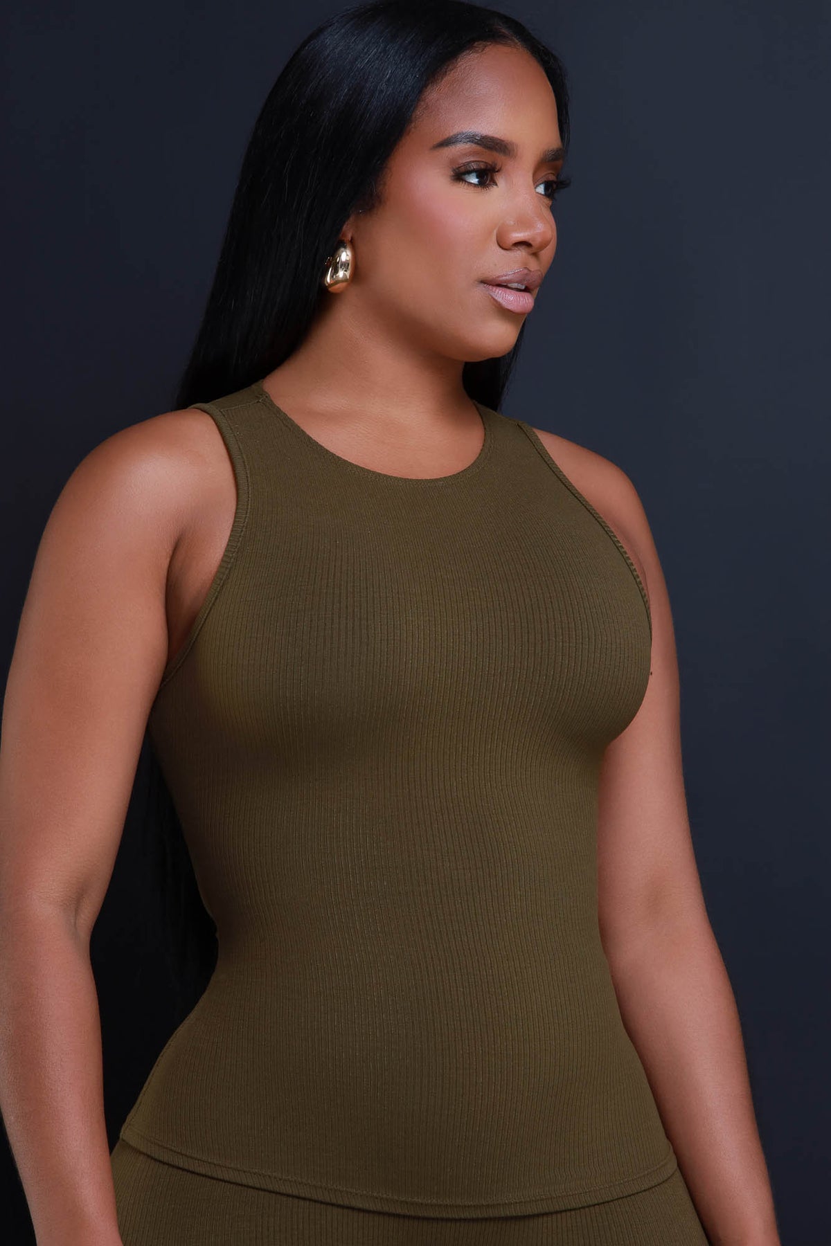 
              Top Of The Line Cellulite Deleter Sleeveless Ribbed Top - Olive - Swank A Posh
            