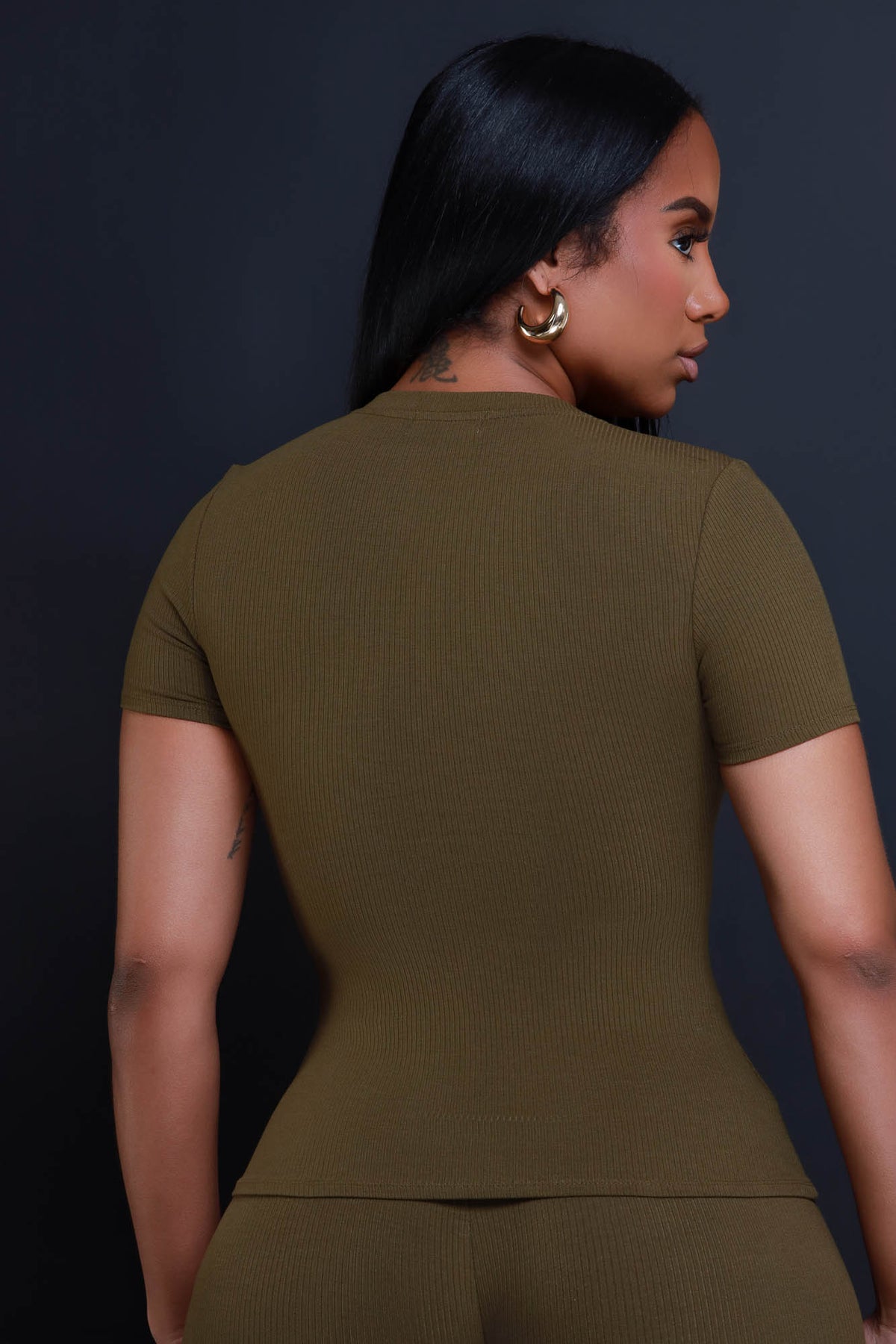 
              That&#39;s Deep Cellulite Deleter Short Sleeve Ribbed Top - Olive - Swank A Posh
            