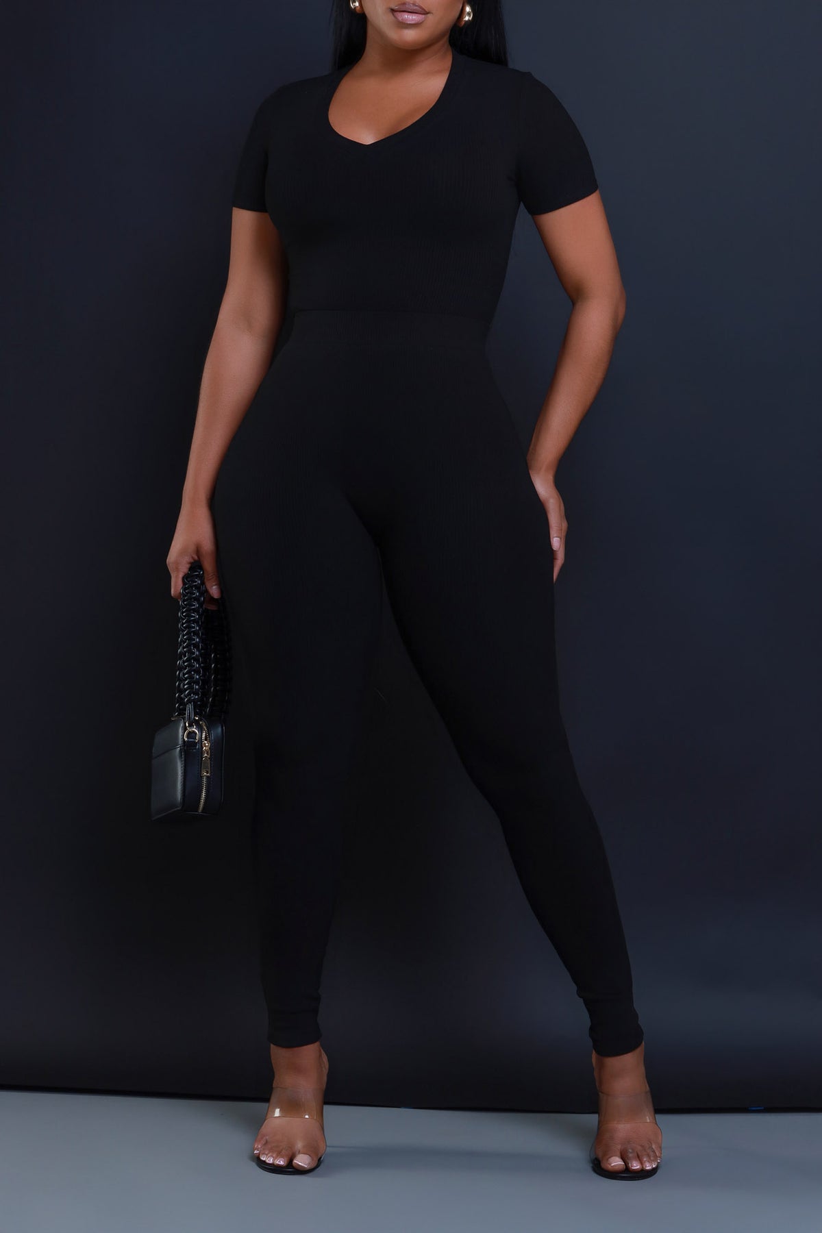 
              That&#39;s Deep Cellulite Deleter Short Sleeve Ribbed Top - Black - Swank A Posh
            