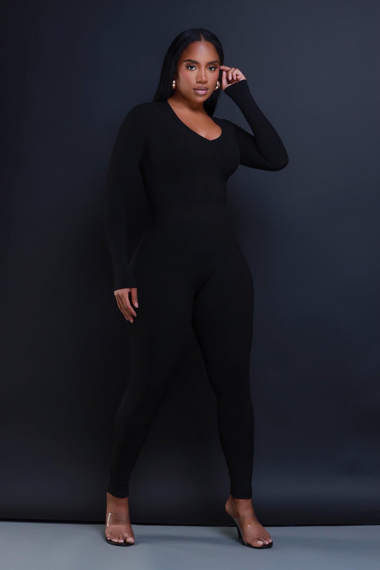 Tall Black Snatched Ribbed High Waisted Leggings