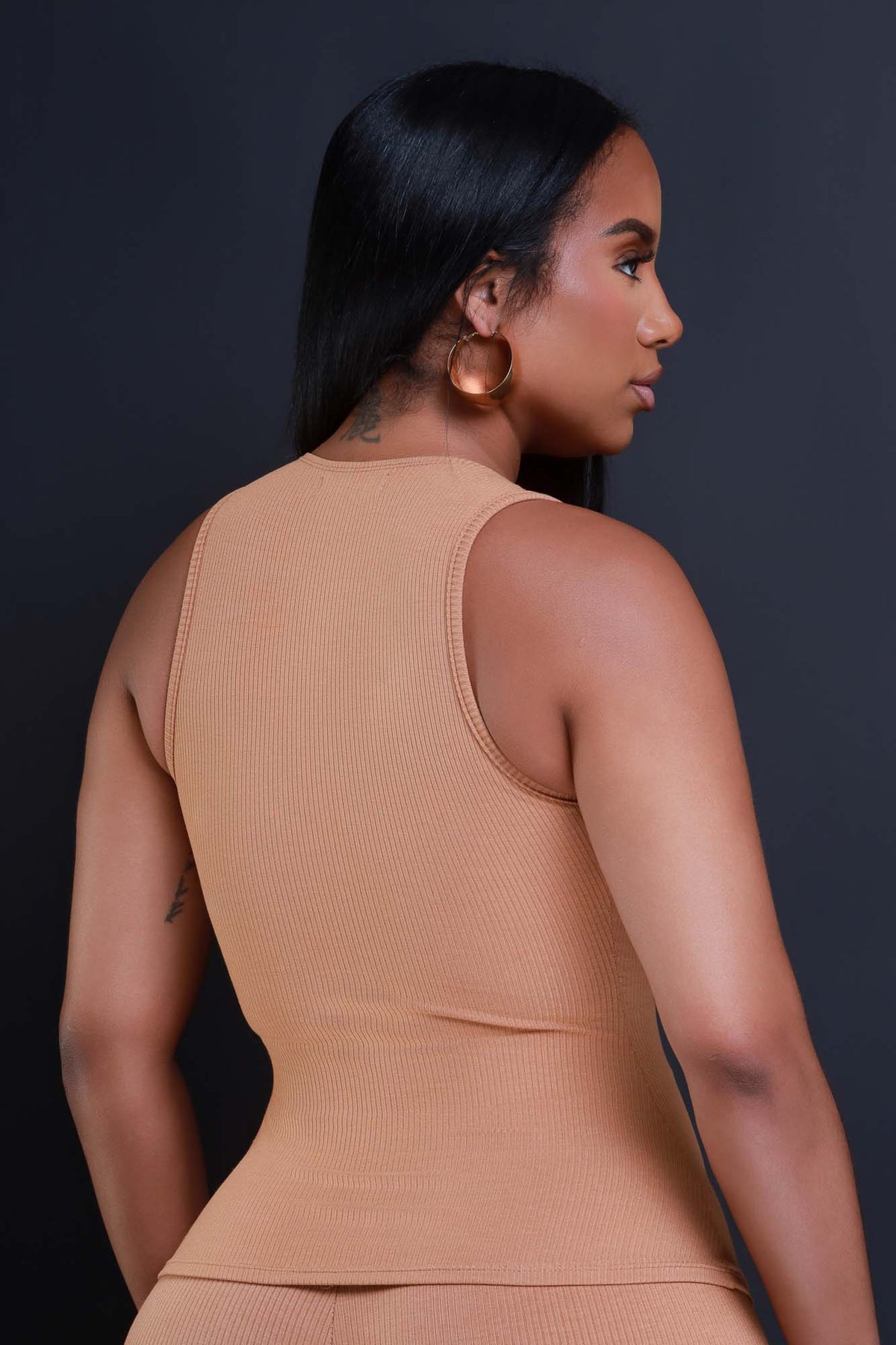
              Top Of The Line Cellulite Deleter Sleeveless Ribbed Top - Toffee - Swank A Posh
            
