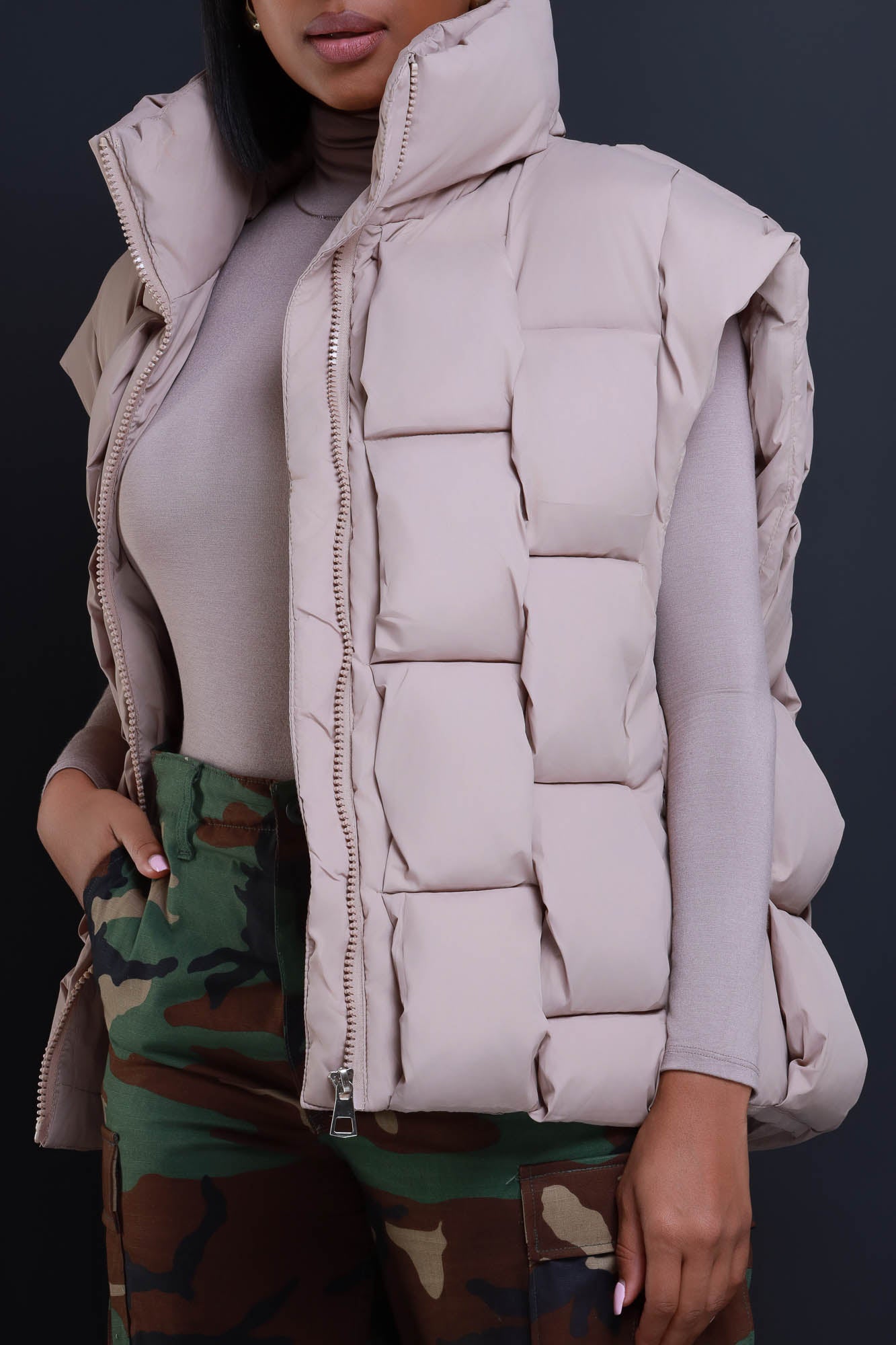 Open Arms Hooded Faux Fur Cropped Jacket - Taupe - Swank A Posh