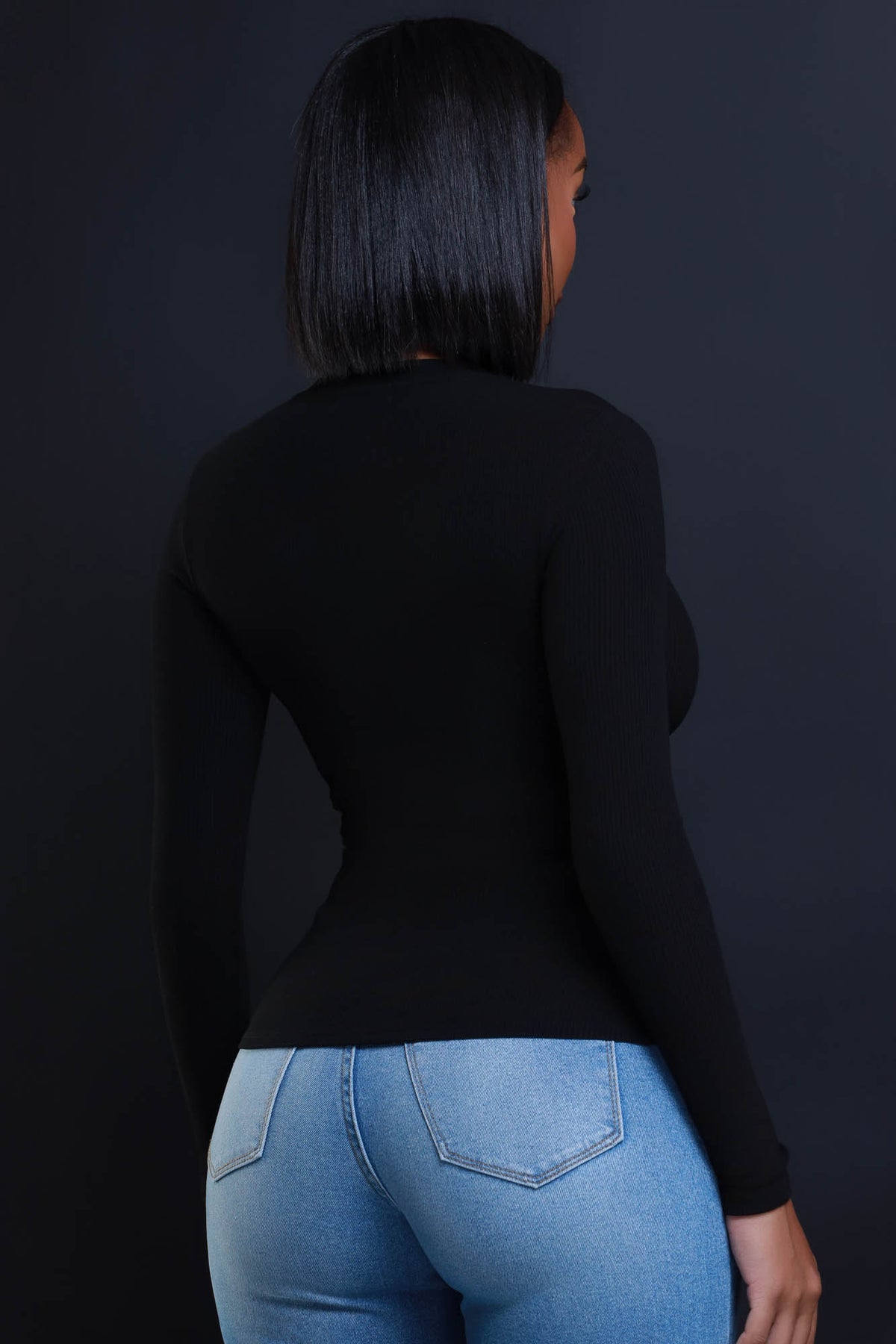 
              What It Is Cellulite Deleter Long Sleeve Ribbed Top - Black - Swank A Posh
            
