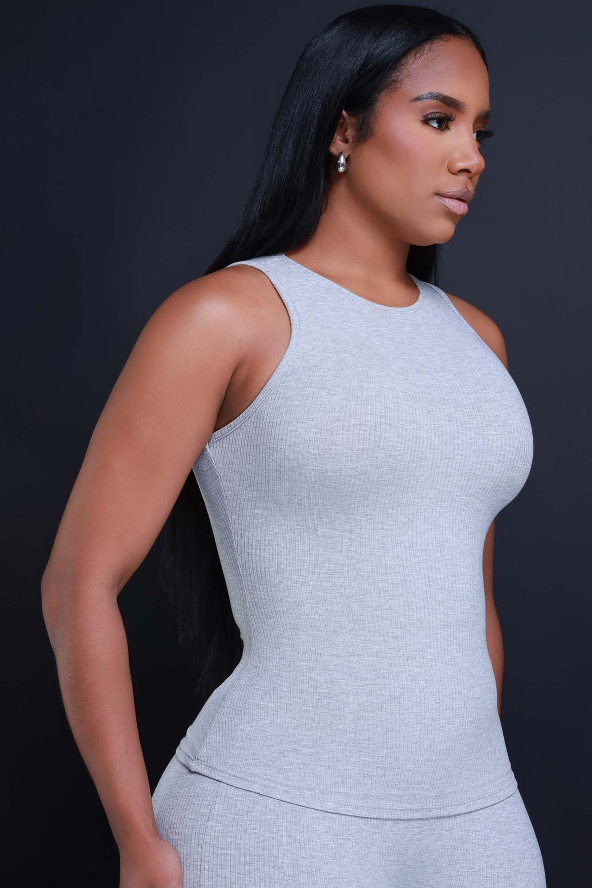 
              Top Of The Line Cellulite Deleter Sleeveless Ribbed Top - Heather Grey - Swank A Posh
            