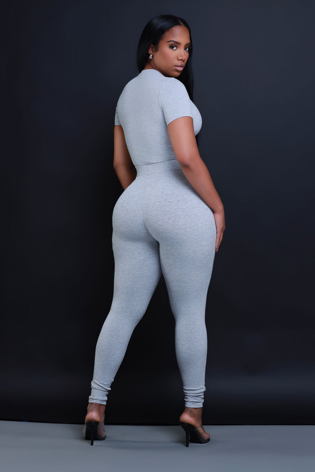 
              That&#39;s Deep Cellulite Deleter Short Sleeve Ribbed Top - Heather Grey - Swank A Posh
            