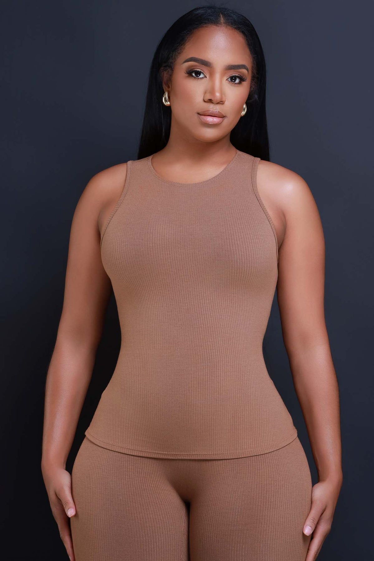 
              Top Of The Line Cellulite Deleter Sleeveless Ribbed Top - Mocha - Swank A Posh
            