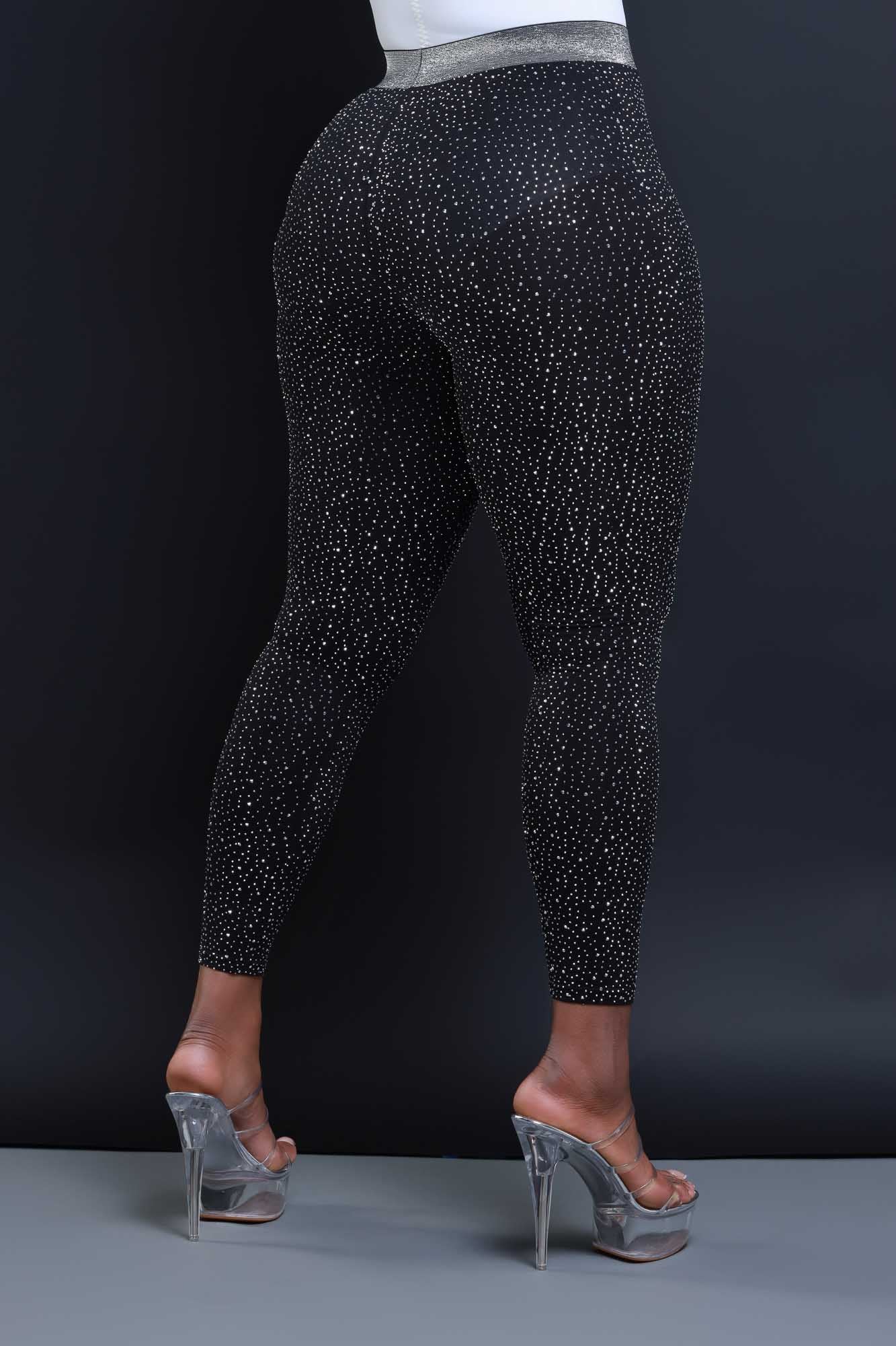Rhinestone-embellished leggings