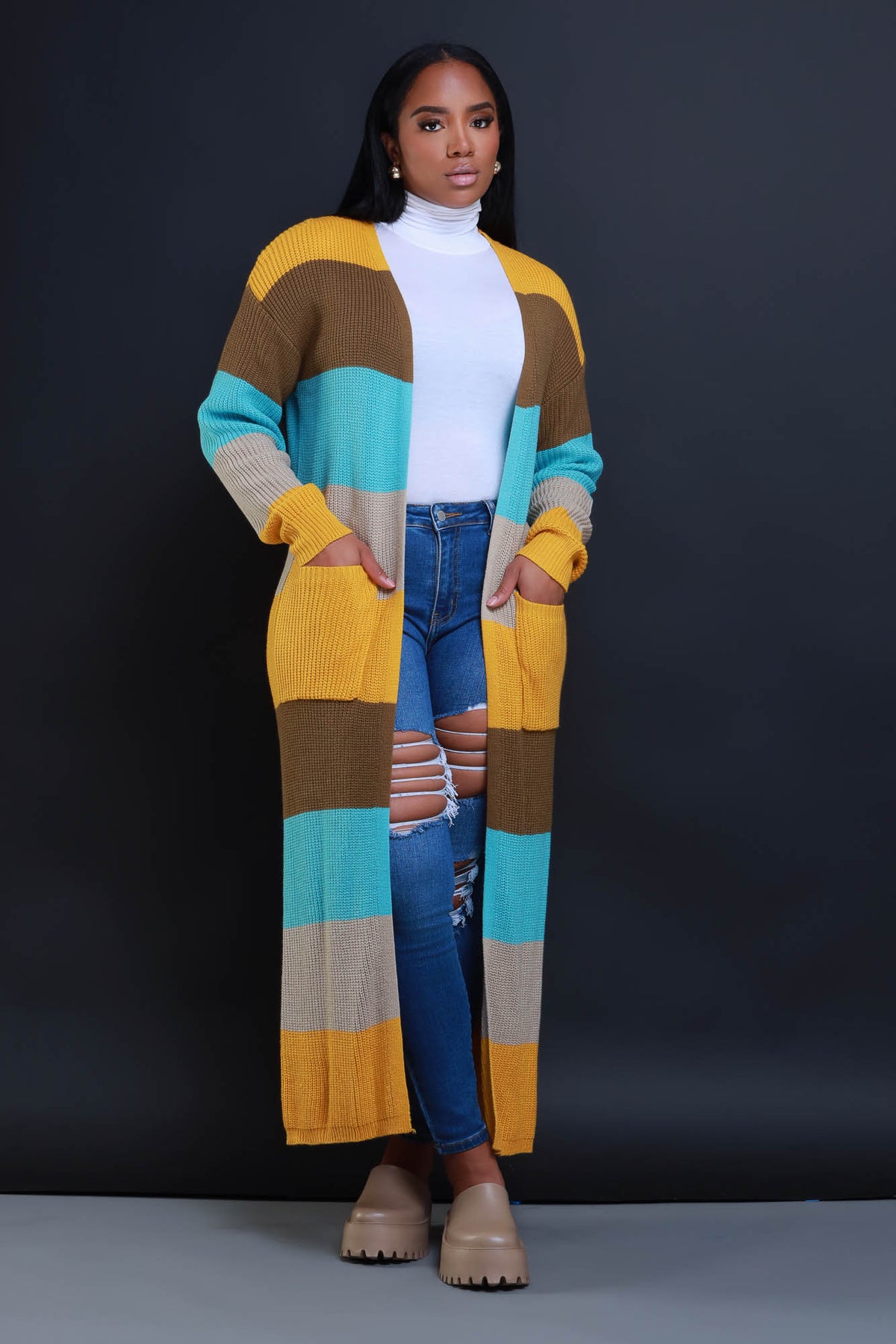 
              Time Of Your Life Longline Striped Cardigan - Mustard - Swank A Posh
            