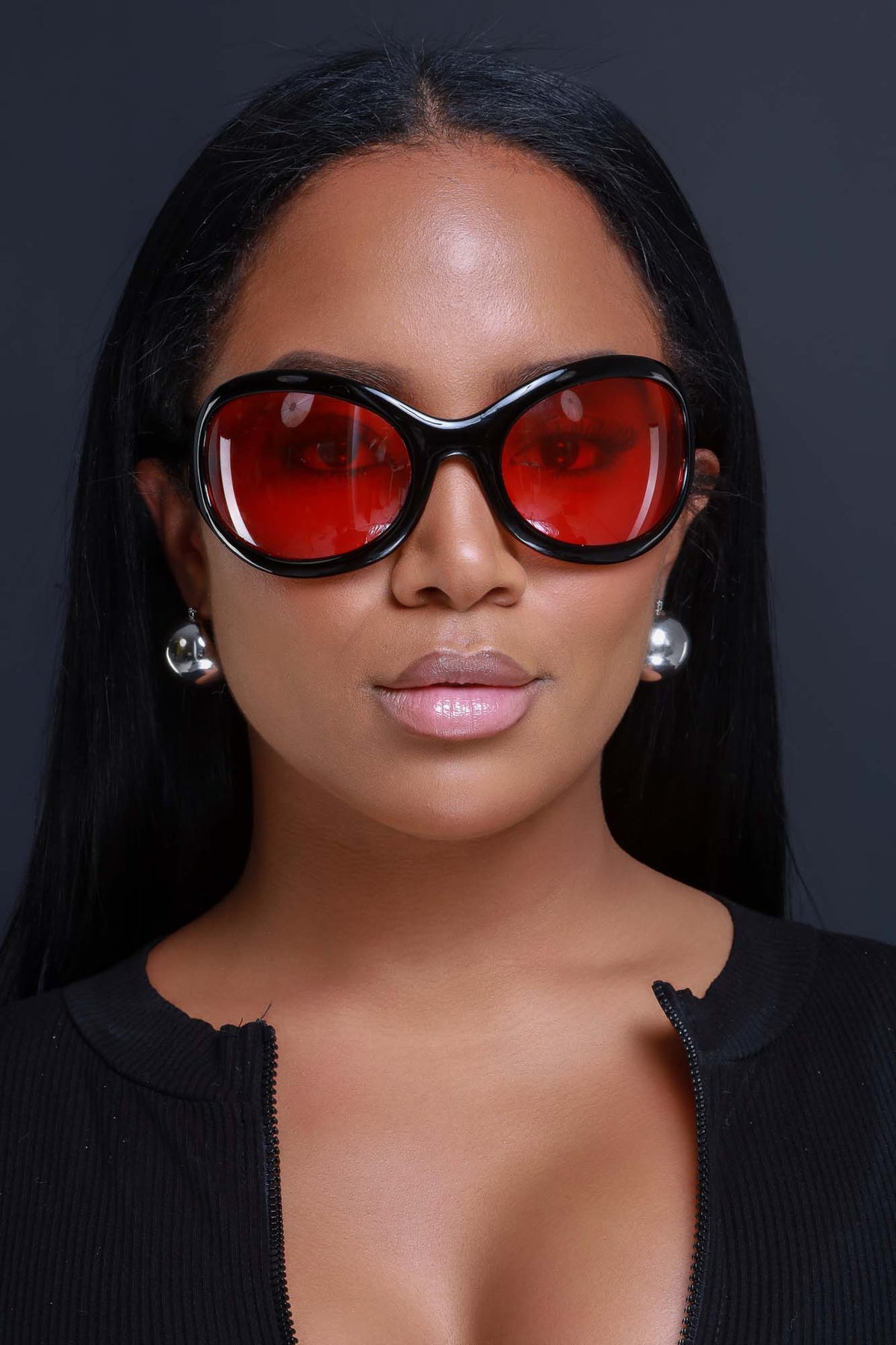
              Take A Chance Retro Rounded Sunglasses - Black/Red - Swank A Posh
            