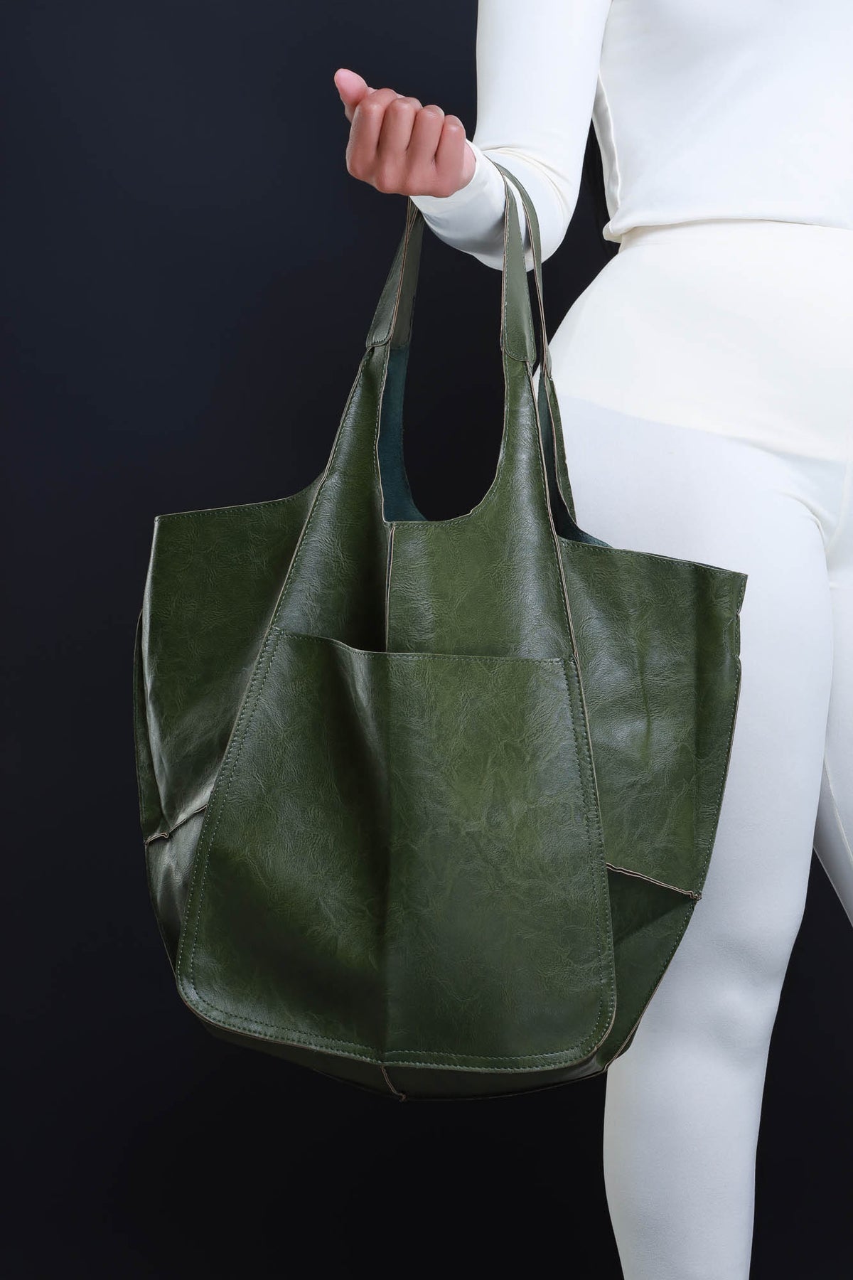 
              Plenty Of Time Faux Leather Tote Bag - Green - Swank A Posh
            