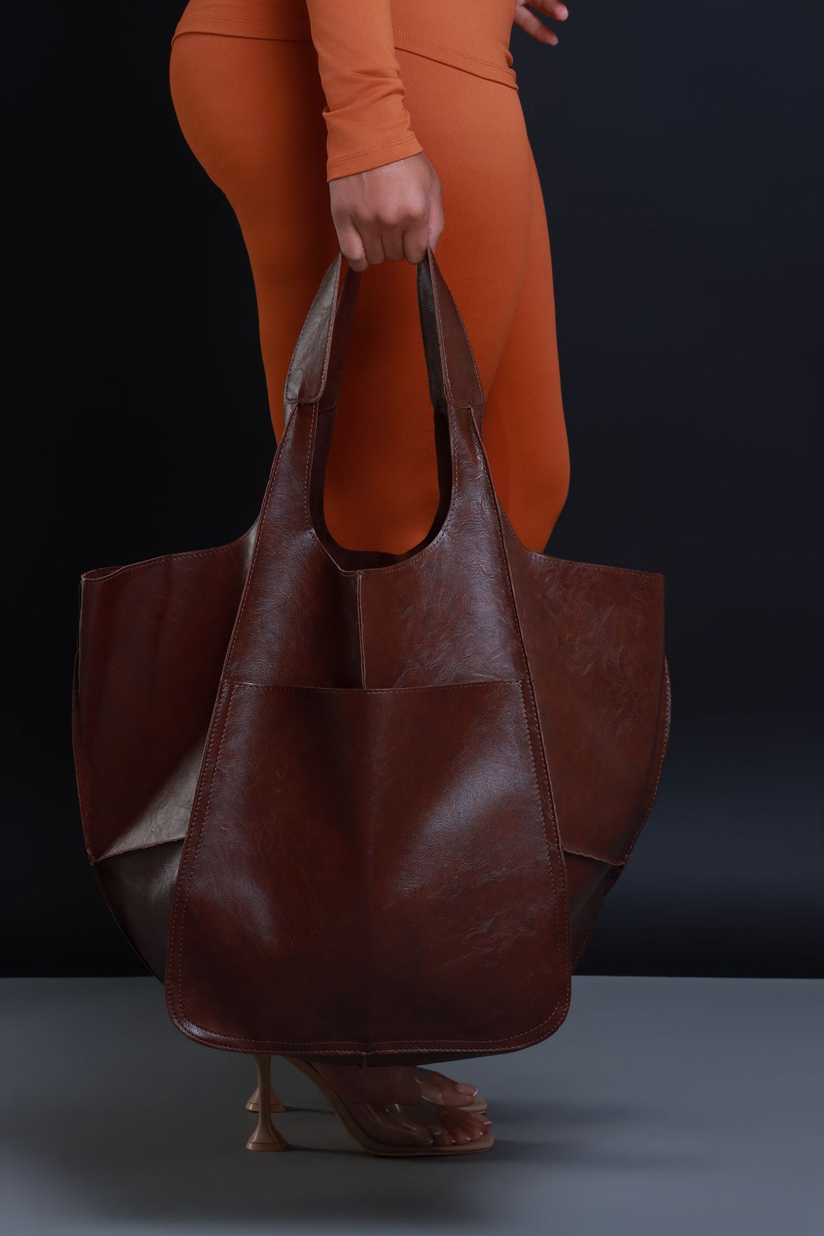 
              Plenty Of Time Faux Leather Tote Bag - Coffee - Swank A Posh
            