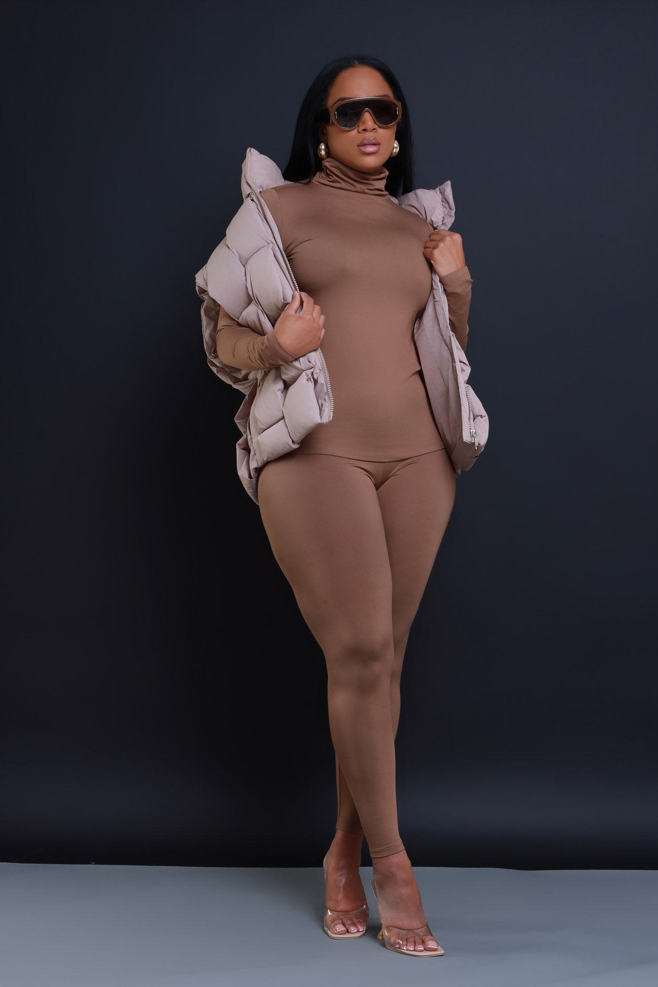 Record Timing Legging Set - Mocha - Swank A Posh
