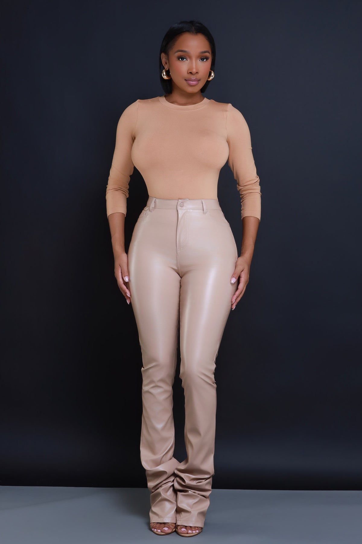 
              To The Core Ruched Faux Leather Pants - Tan - Swank A Posh
            