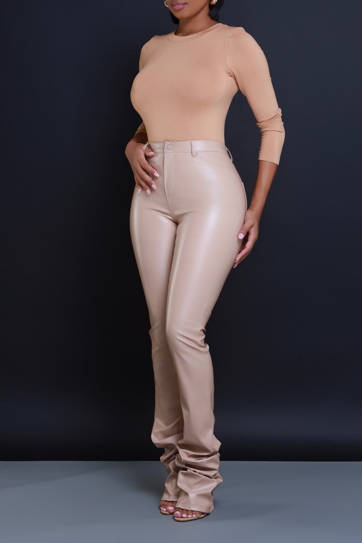 
              To The Core Ruched Faux Leather Pants - Tan - Swank A Posh
            