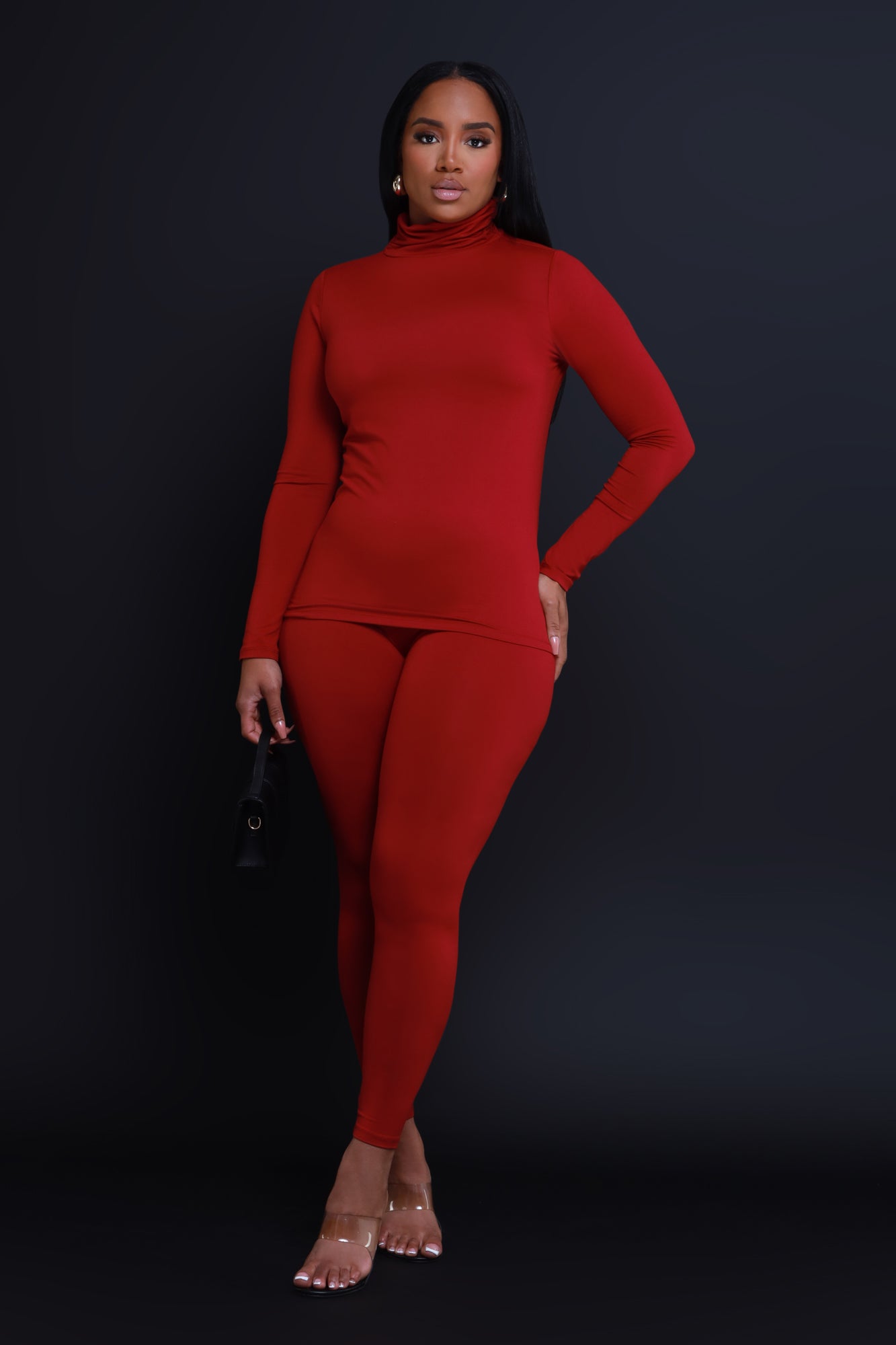 Record Timing Legging Set - Dark Burgundy - Swank A Posh