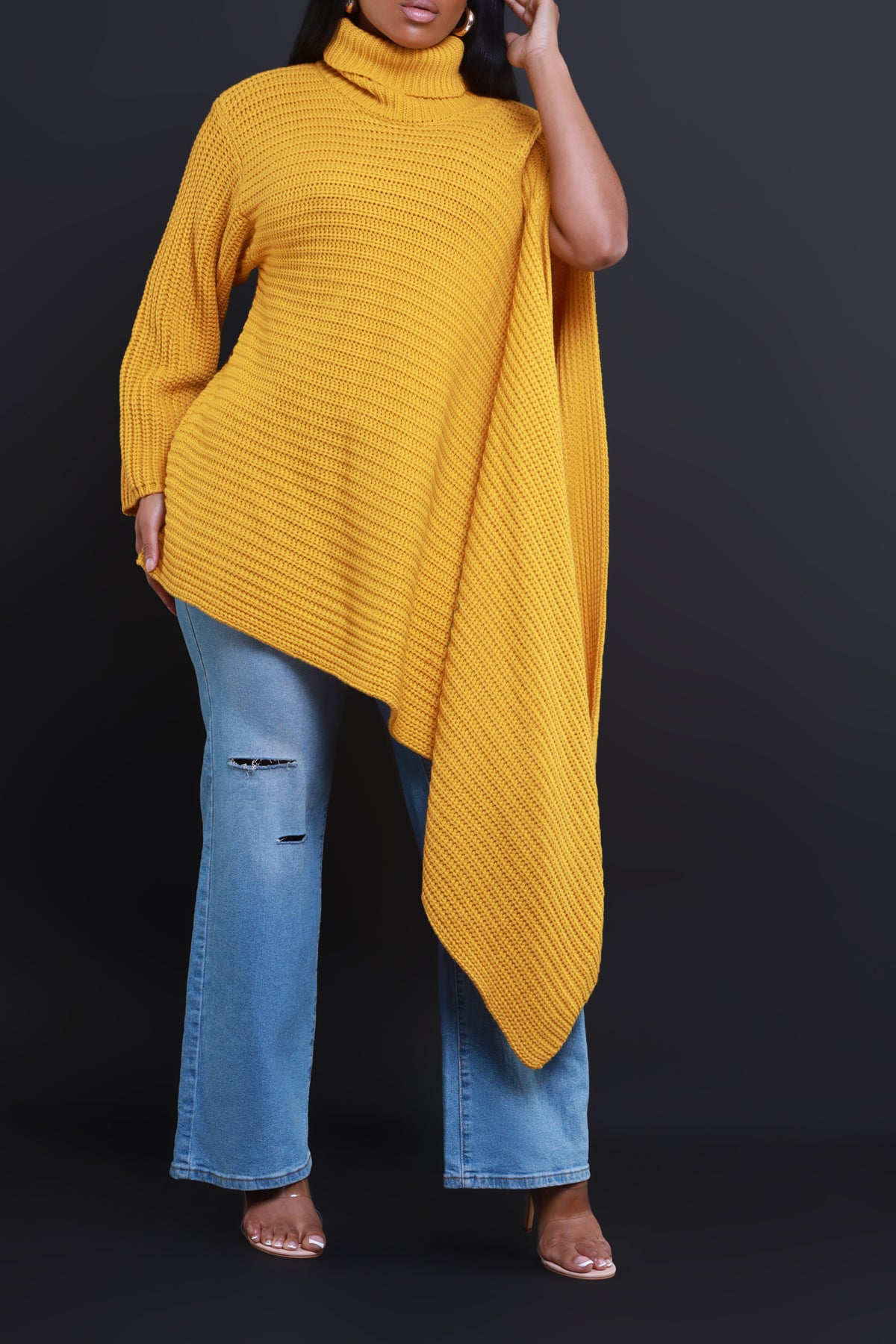 
              How To Deal Asymmetrical Knit Sweater - Yellow Mustard - Swank A Posh
            