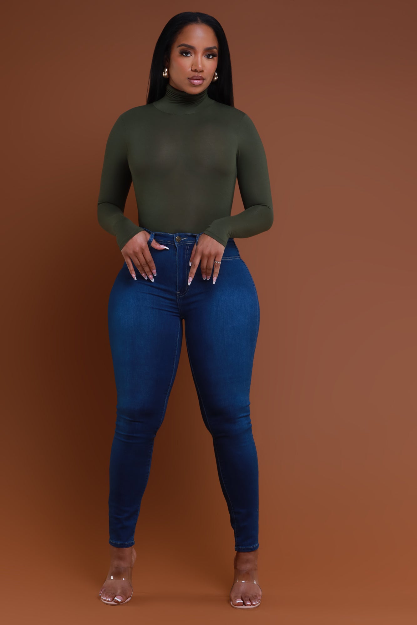 Story High Waist Super Stretch Jeans - Medium Wash - Swank A Posh