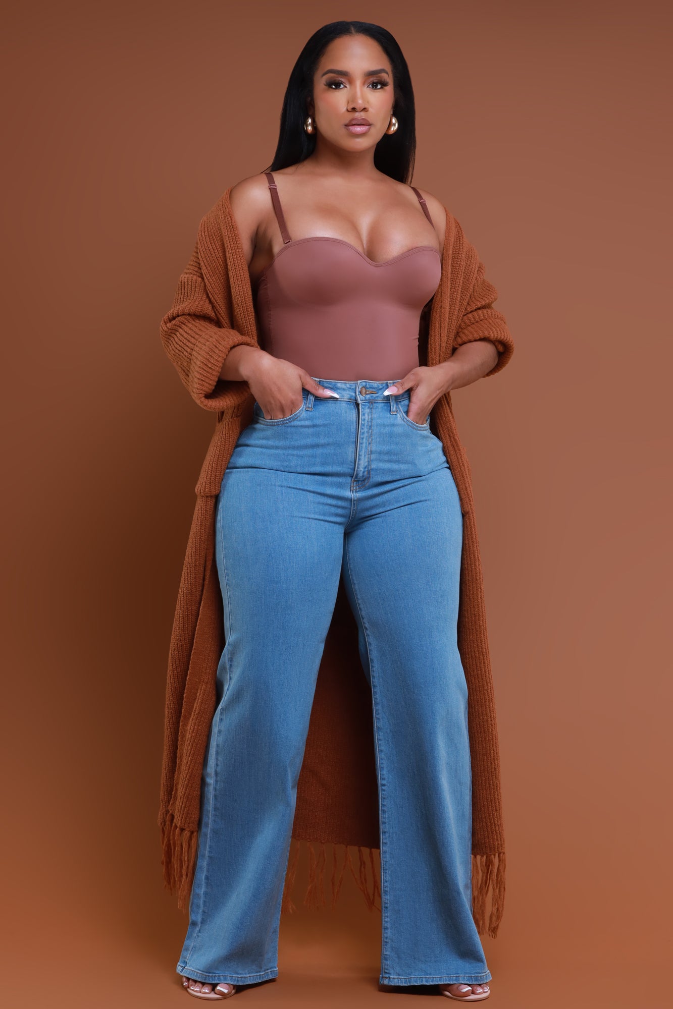 Let's Meet High Rise Wide Flare Jeans - Medium Wash - Swank A Posh