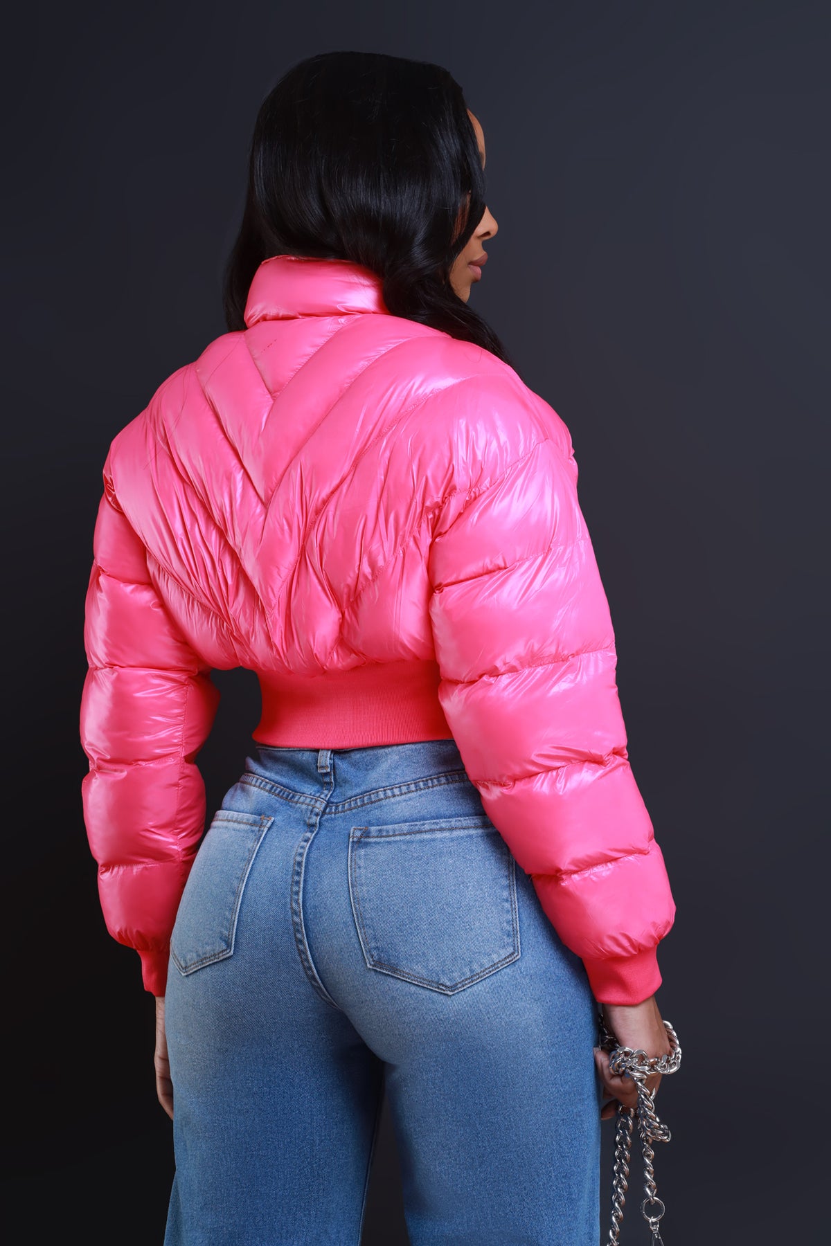 
              Crash Out Cropped Puffer Coat - Pink - Swank A Posh
            
