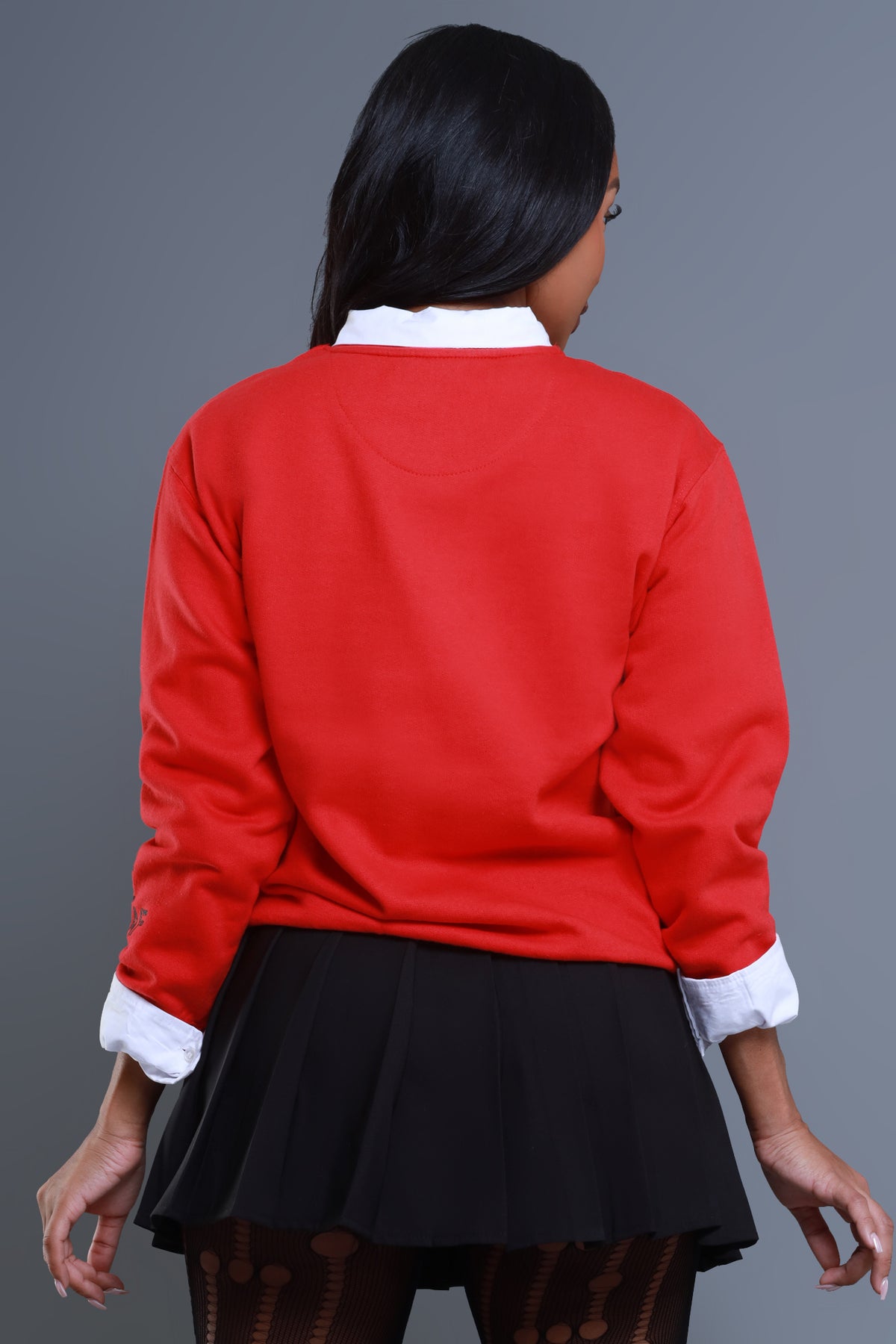 
              IDK, IDC Graphic Crewneck Sweatshirt - Red/Black - Swank A Posh
            