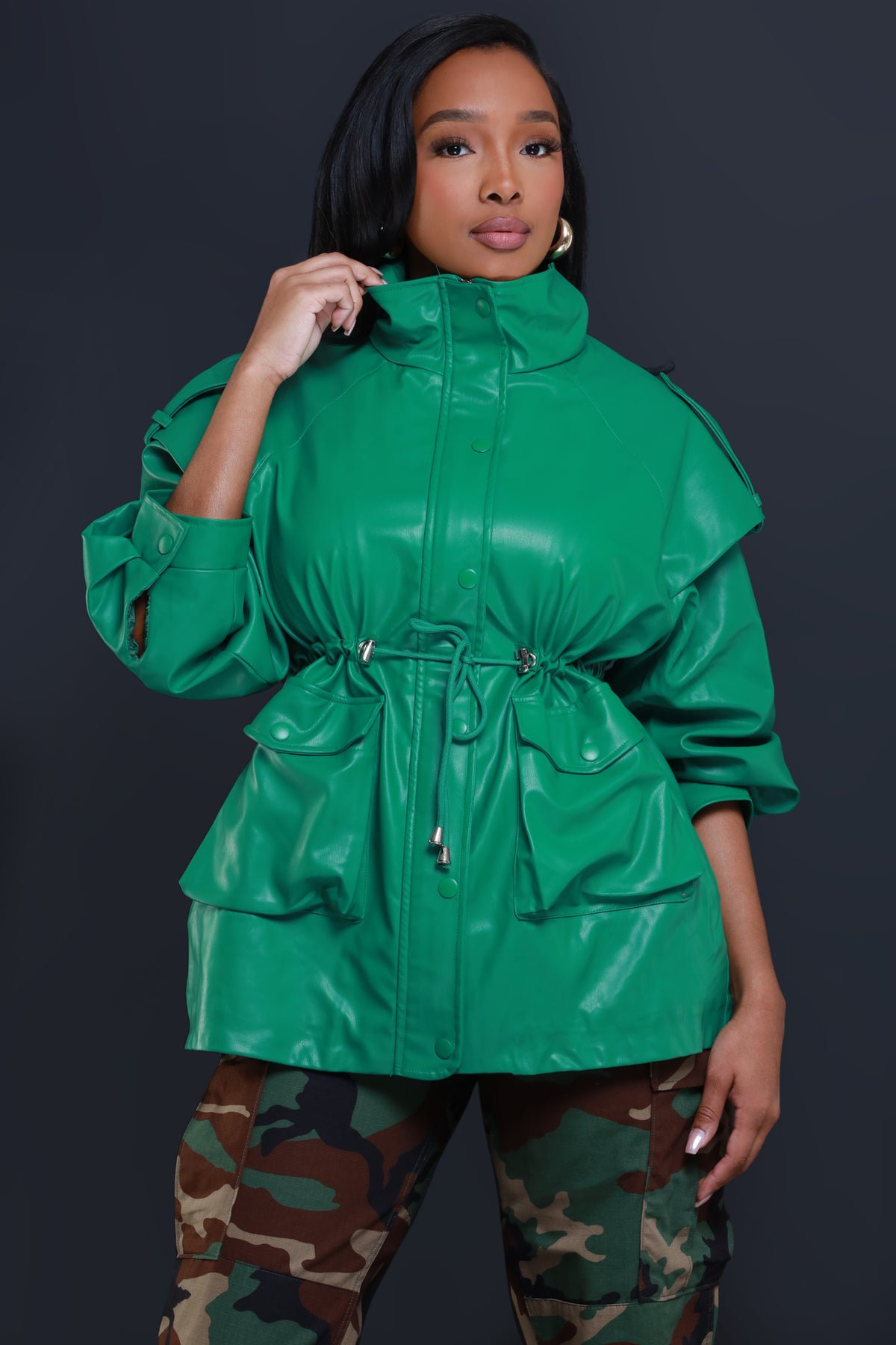 
              Seize The Day Faux Leather Jacket - Green - Swank A Posh
            