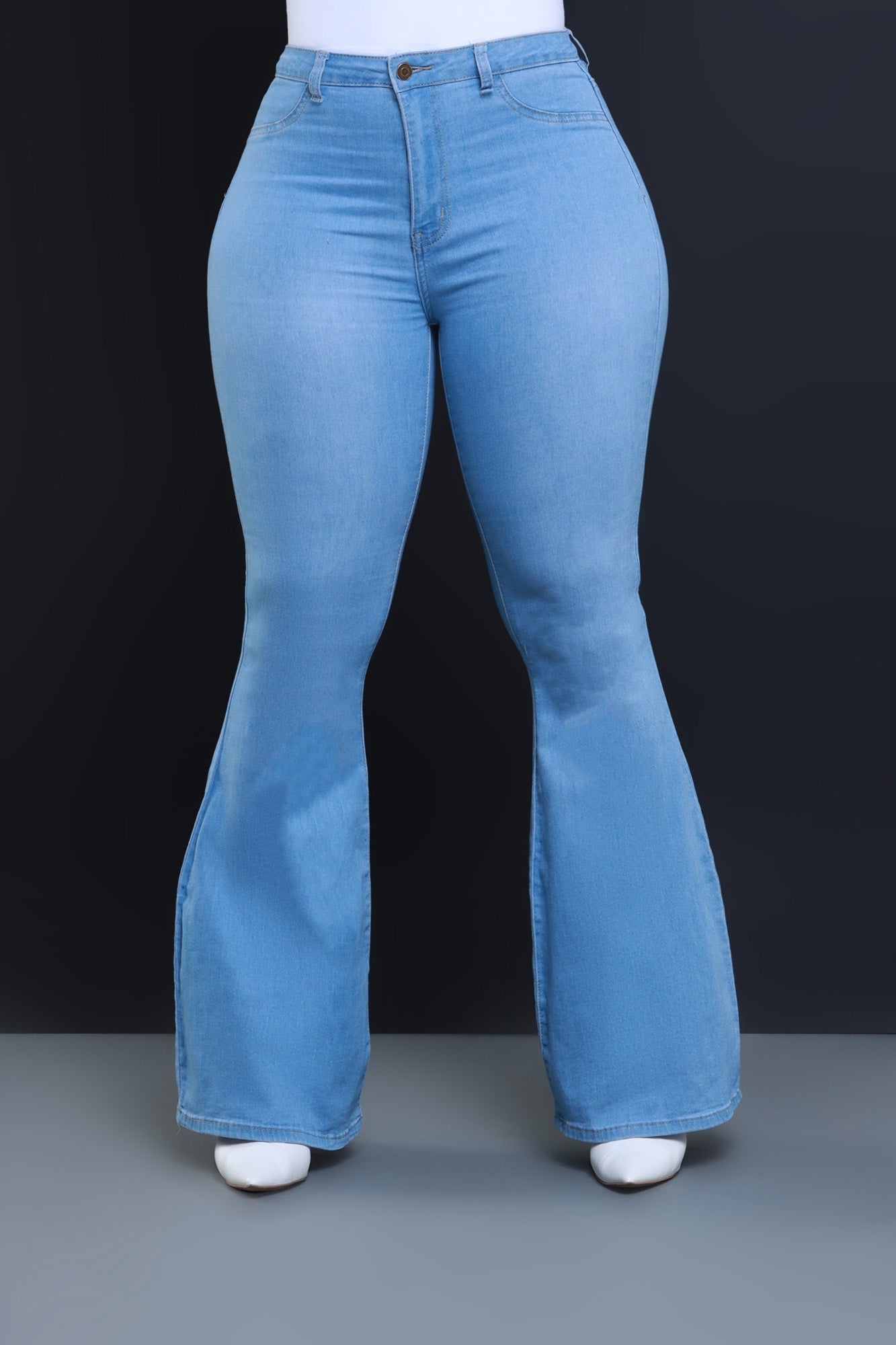 $15.99 Bing High Waist Stretchy Bell Bottom Jeans - Light Wash - Swank A Posh