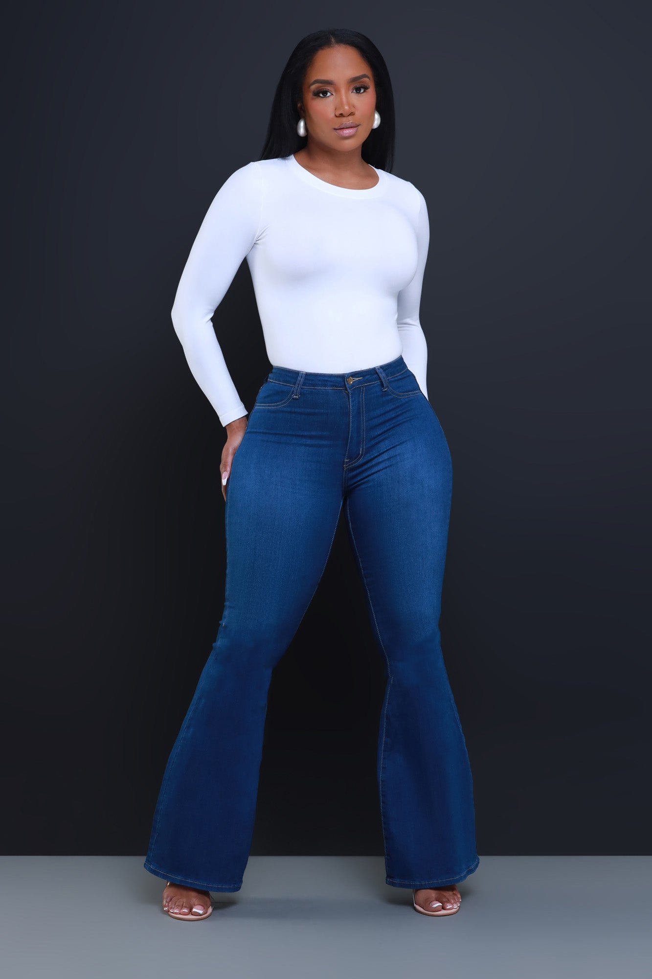 NWT Vibrant women high waist distress light blue flares jeans denim bell  bottoms