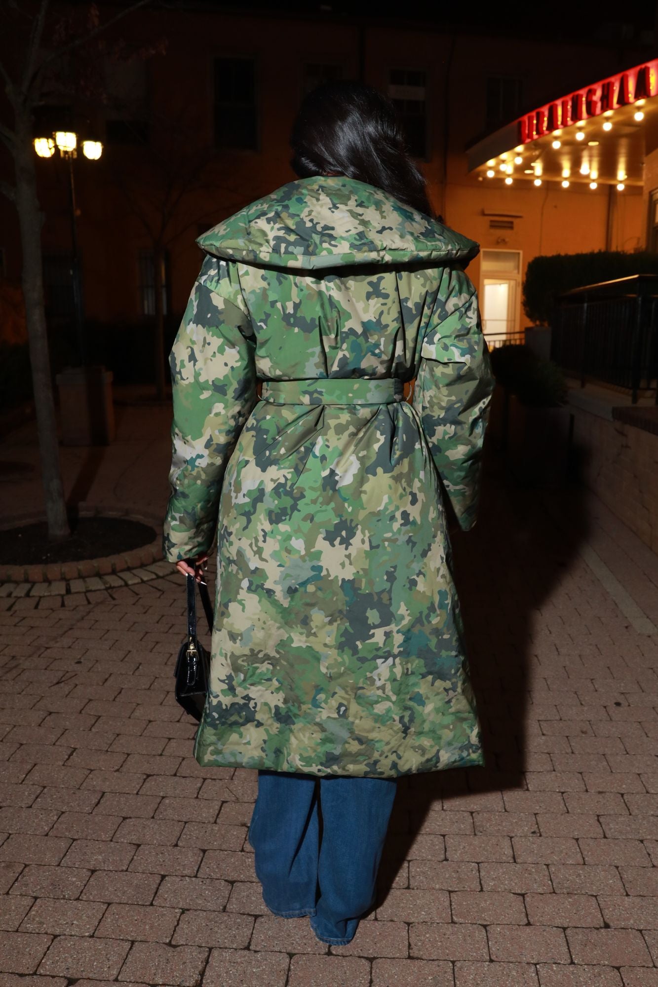 Talk Your Talk Padded Trench Coat - Olive Camouflage - Swank A Posh