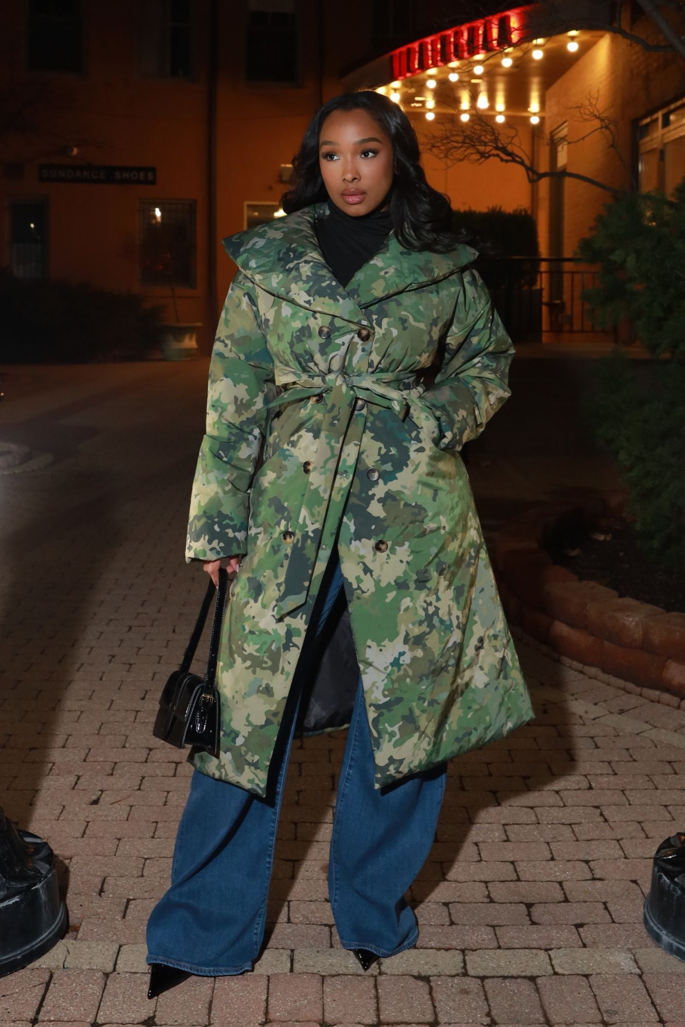 Talk Your Talk Padded Trench Coat - Olive Camouflage - Swank A Posh