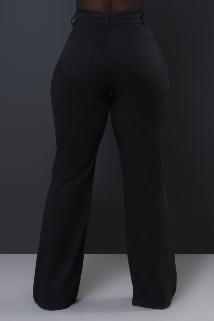 Next Move High Rise Wide Flare Jeans - Black - Swank A Posh