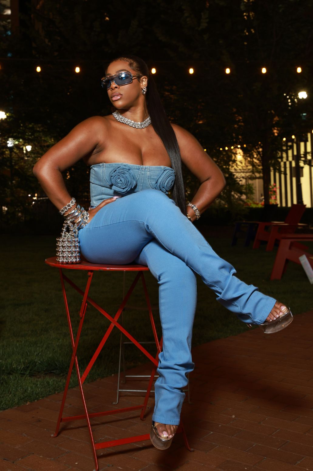 Right Call High Rise Stacked Bootcut Jeans - Baby Blue - Swank A Posh