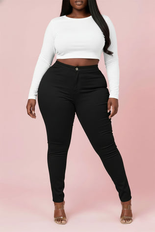 Super Swank High Waist Stretchy Jeans - Black