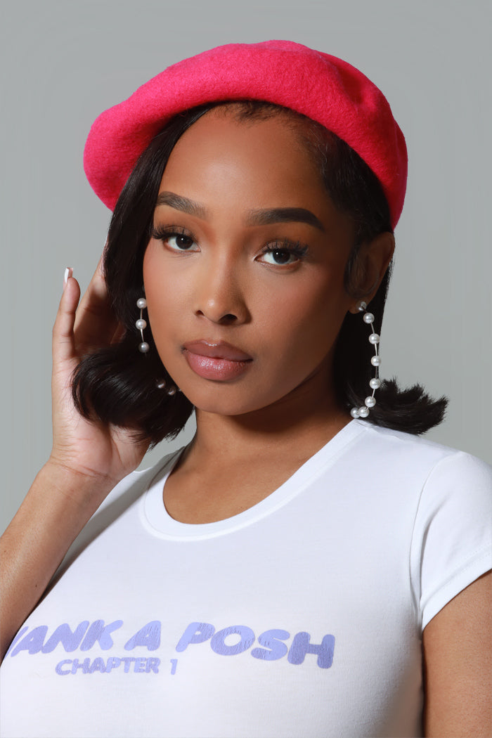 Don't Worry Darling Wool Beret - Fuchsia - Swank A Posh