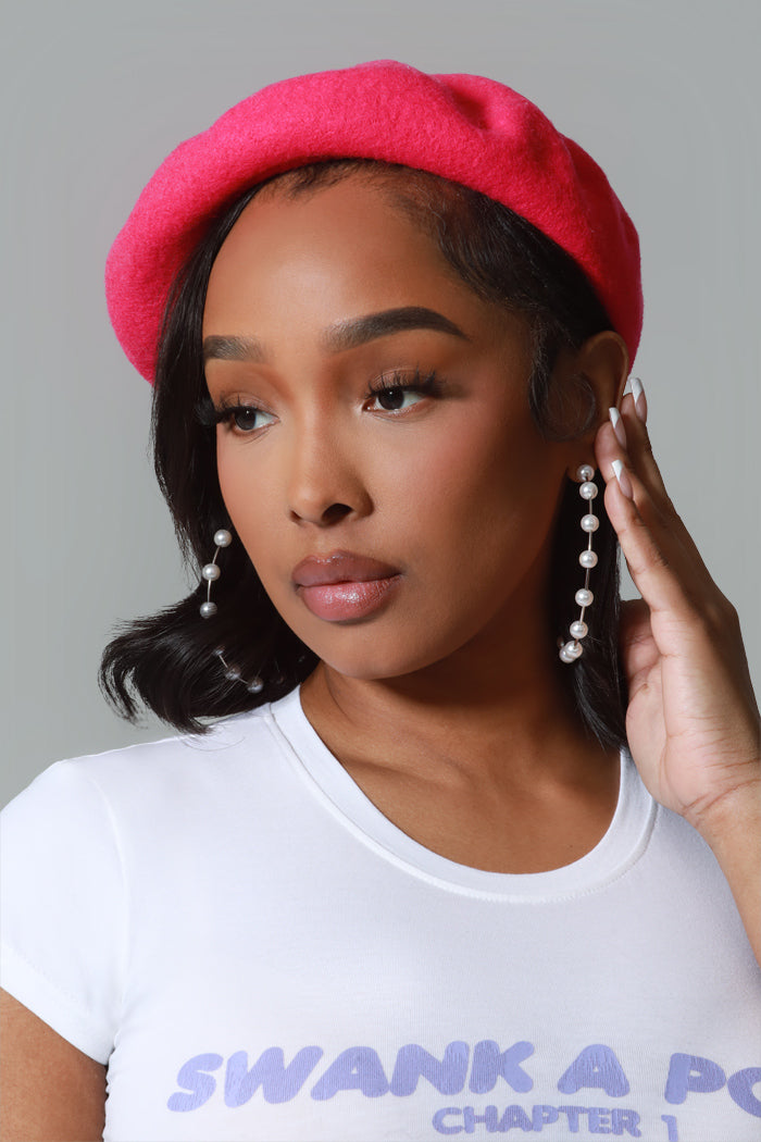 Don't Worry Darling Wool Beret - Fuchsia - Swank A Posh