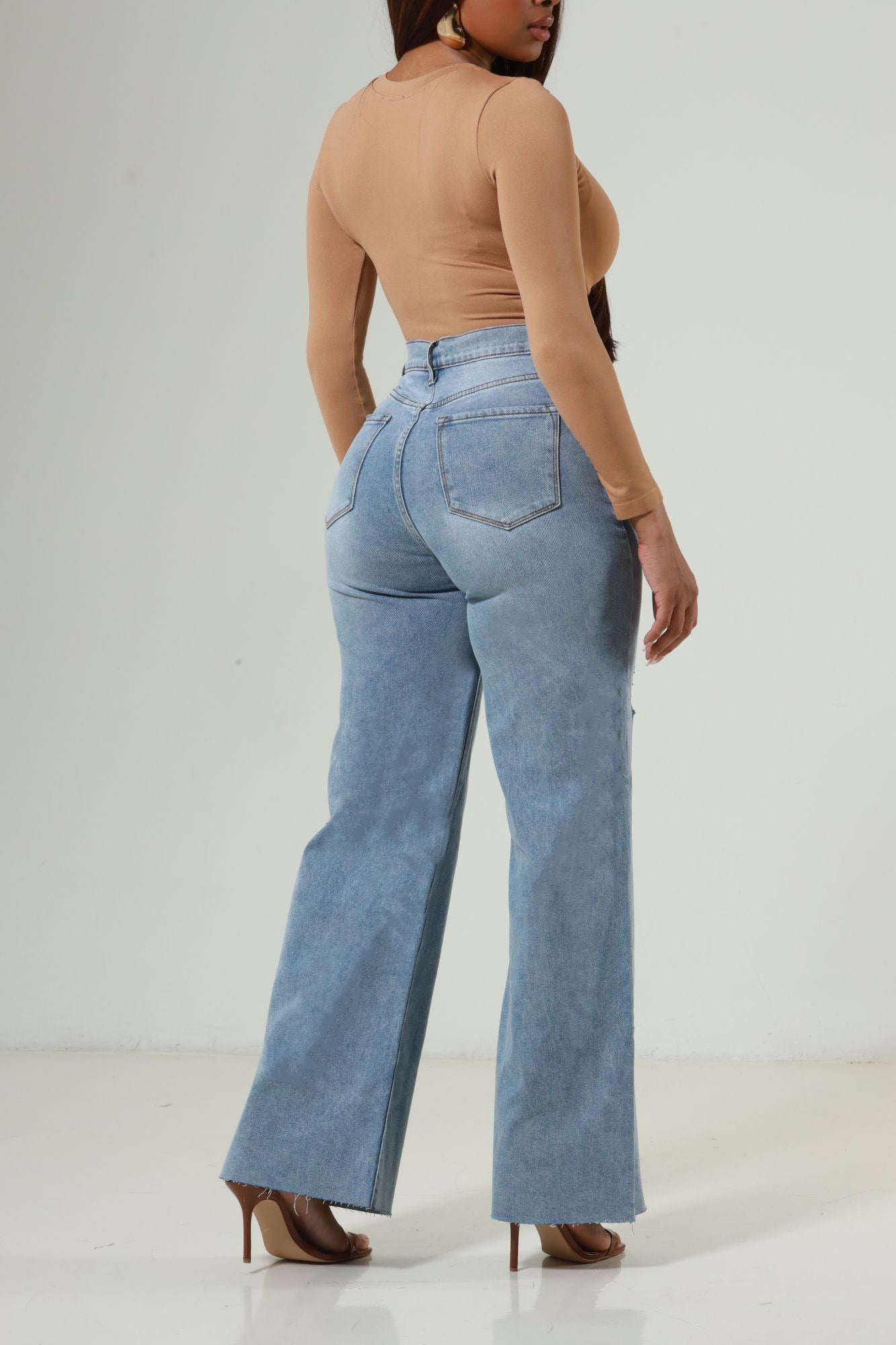 RWD FLY 300 Asymmetrical High Rise Jeans - Light Wash Wide Leg