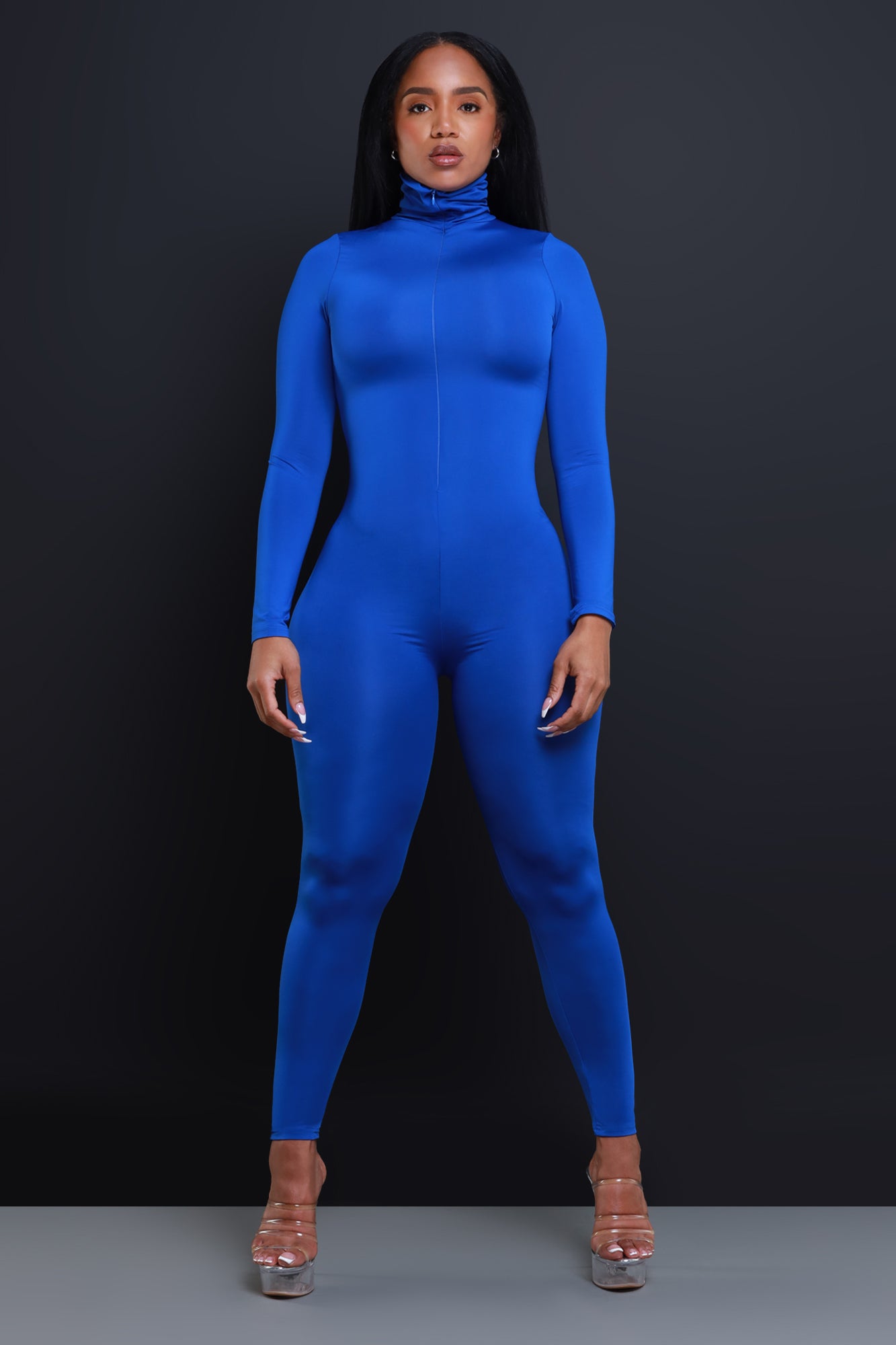 Shop the Emilio Long Sleeve Jumpsuit Denim Blue | Selfie Leslie