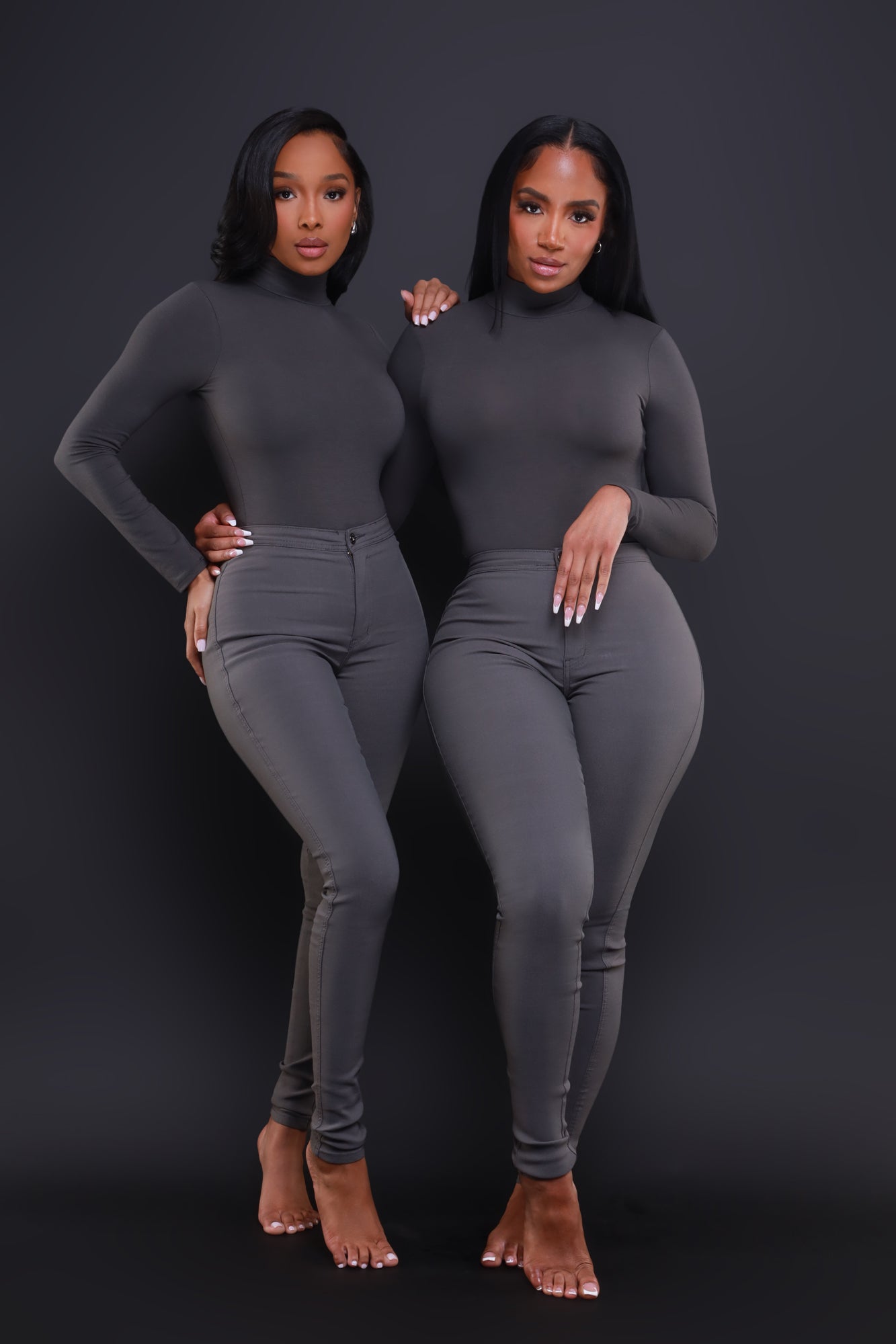 Super Swank High Waist Stretchy Jeans - Charcoal - Swank A Posh