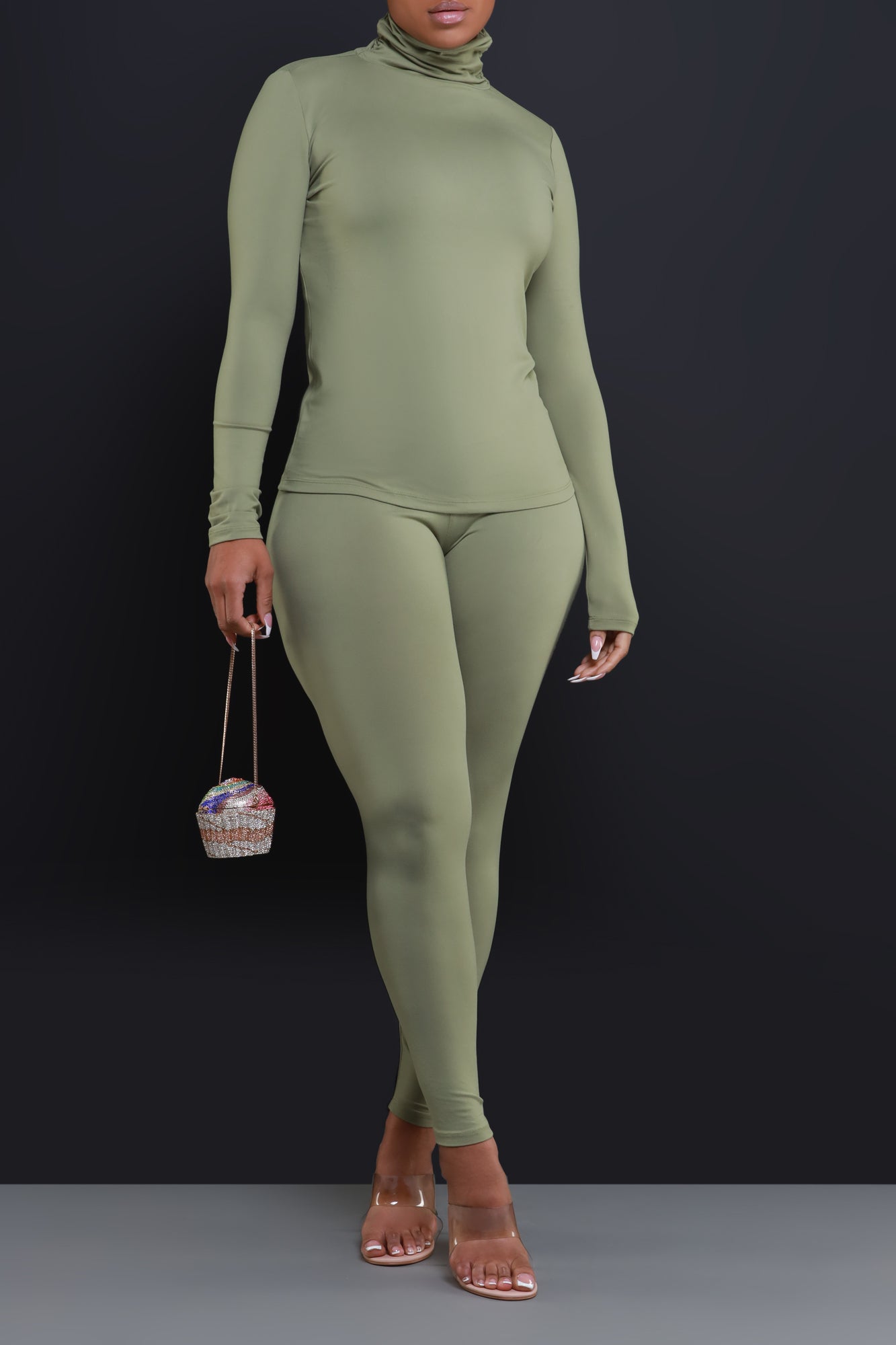 Record Timing Legging Set - Dusty Olive - Swank A Posh