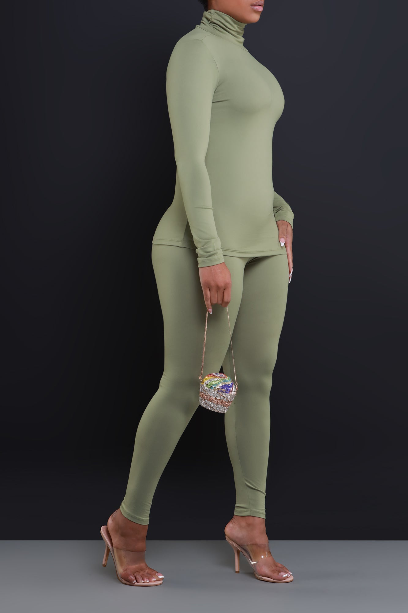 Record Timing Legging Set - Dusty Olive - Swank A Posh