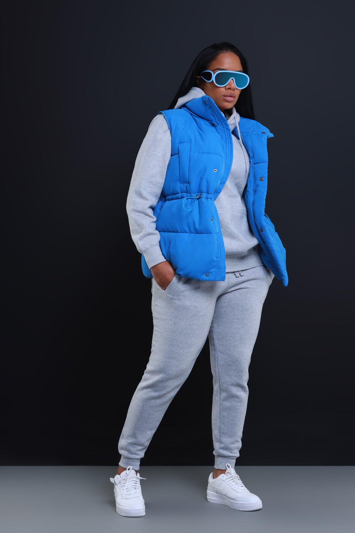 
              With The Crew Oversized Puffer Vest - Blue - Swank A Posh
            