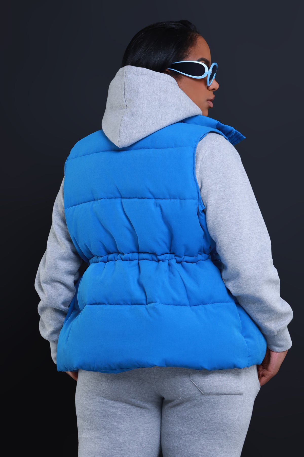 
              With The Crew Oversized Puffer Vest - Blue - Swank A Posh
            