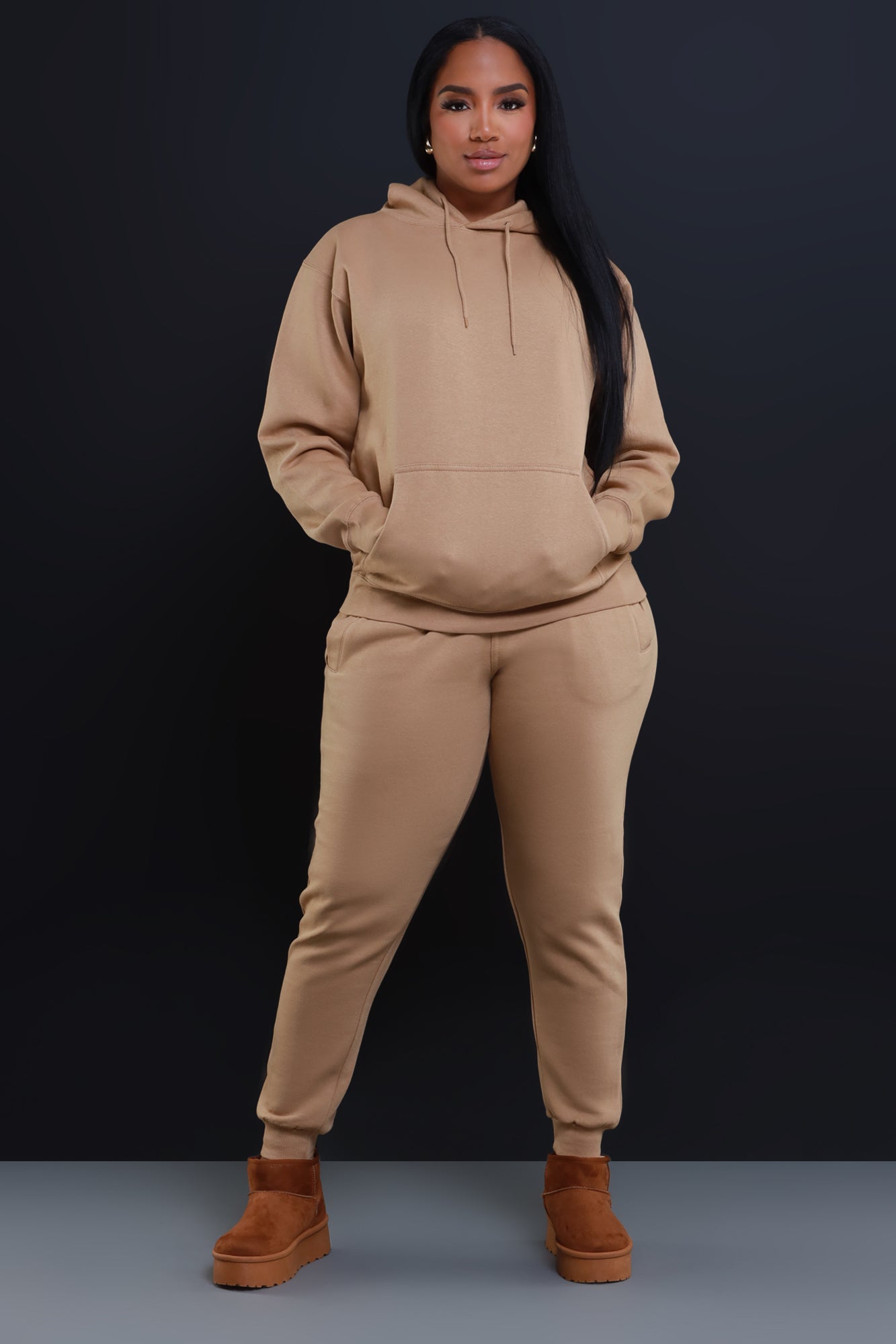 State Of Mind Hooded Jogger Set - Sand | Swank A Posh